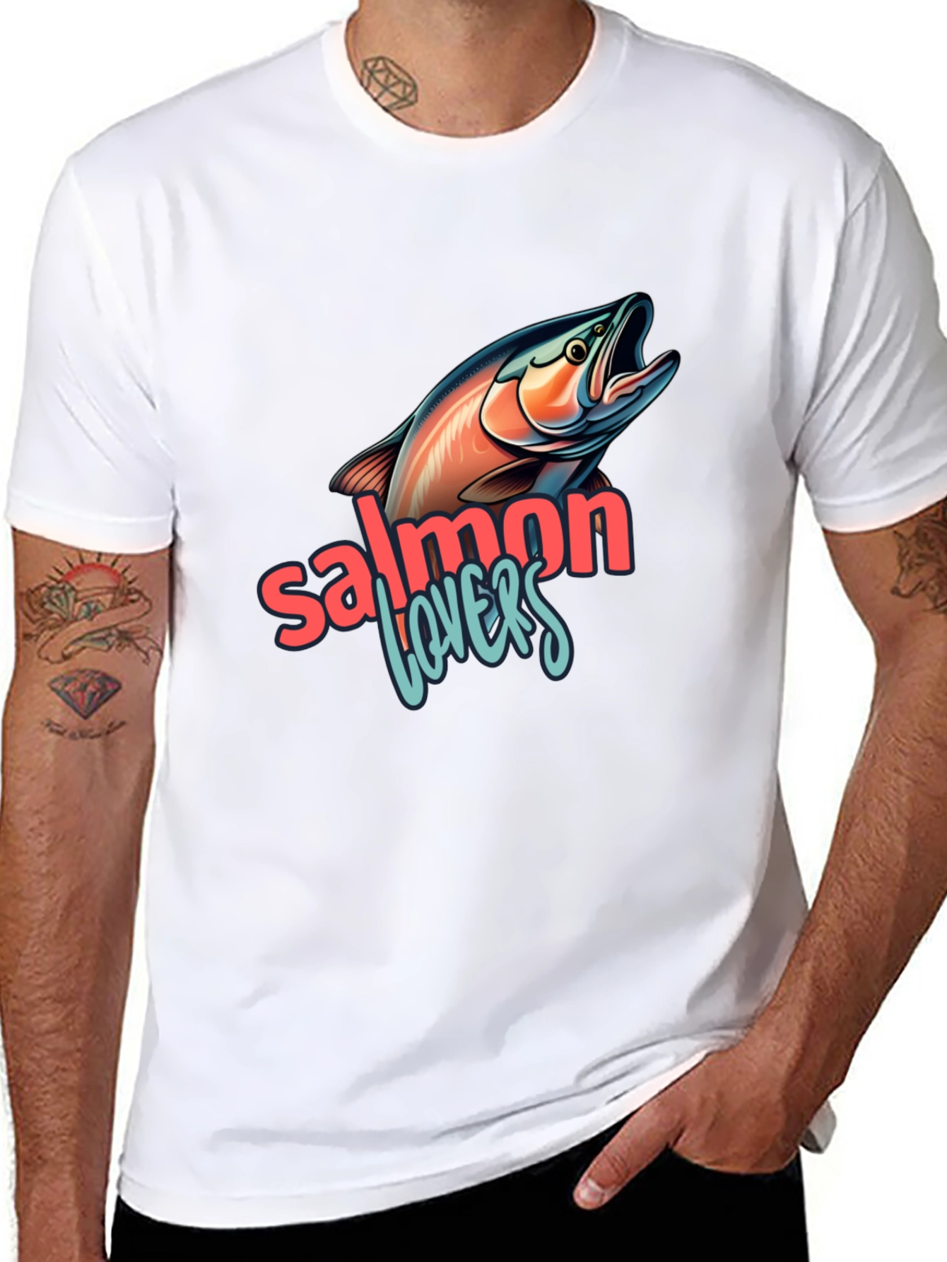 Salmon Lovers Graphic Tee - Black