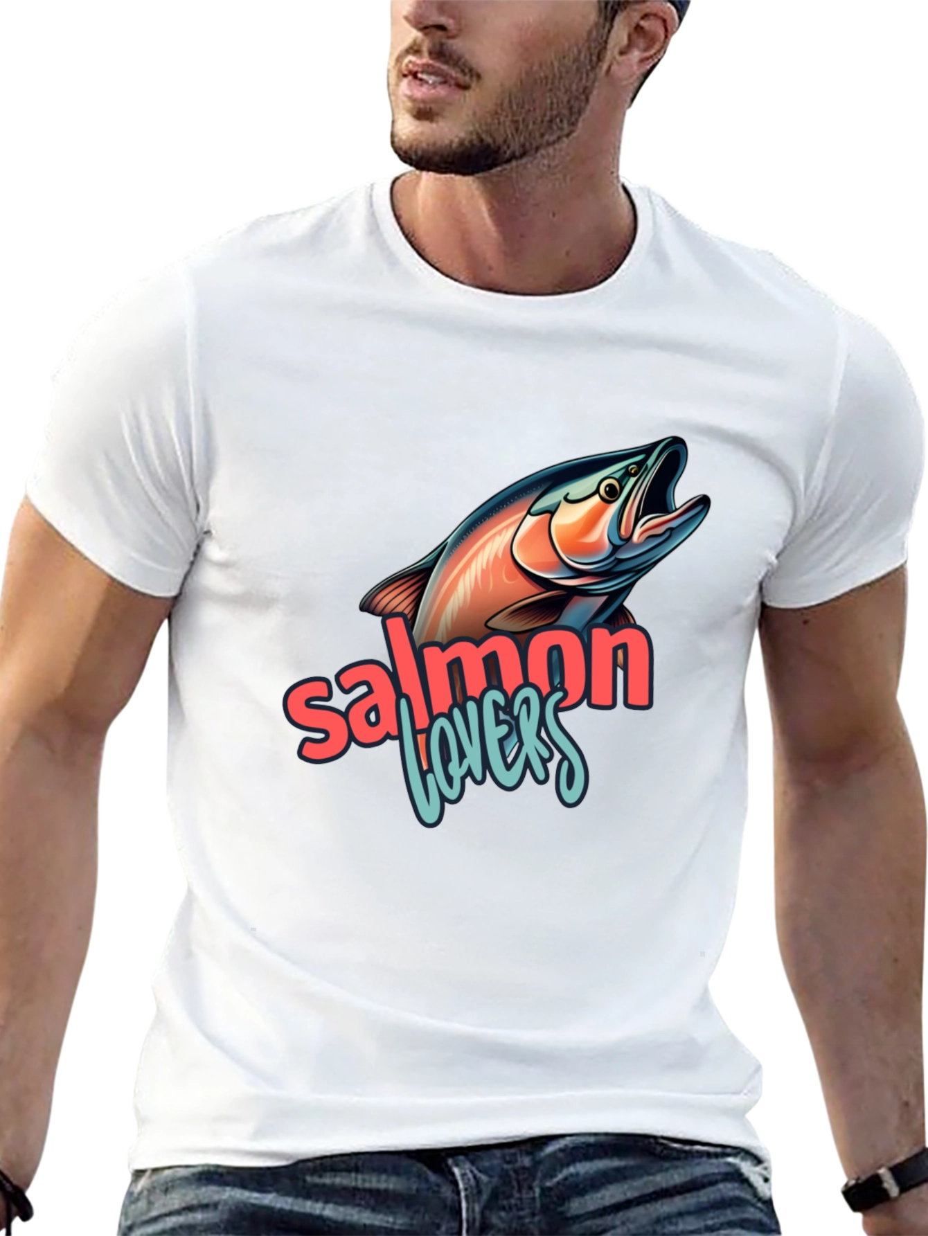 Salmon Lovers Graphic Tee - Black
