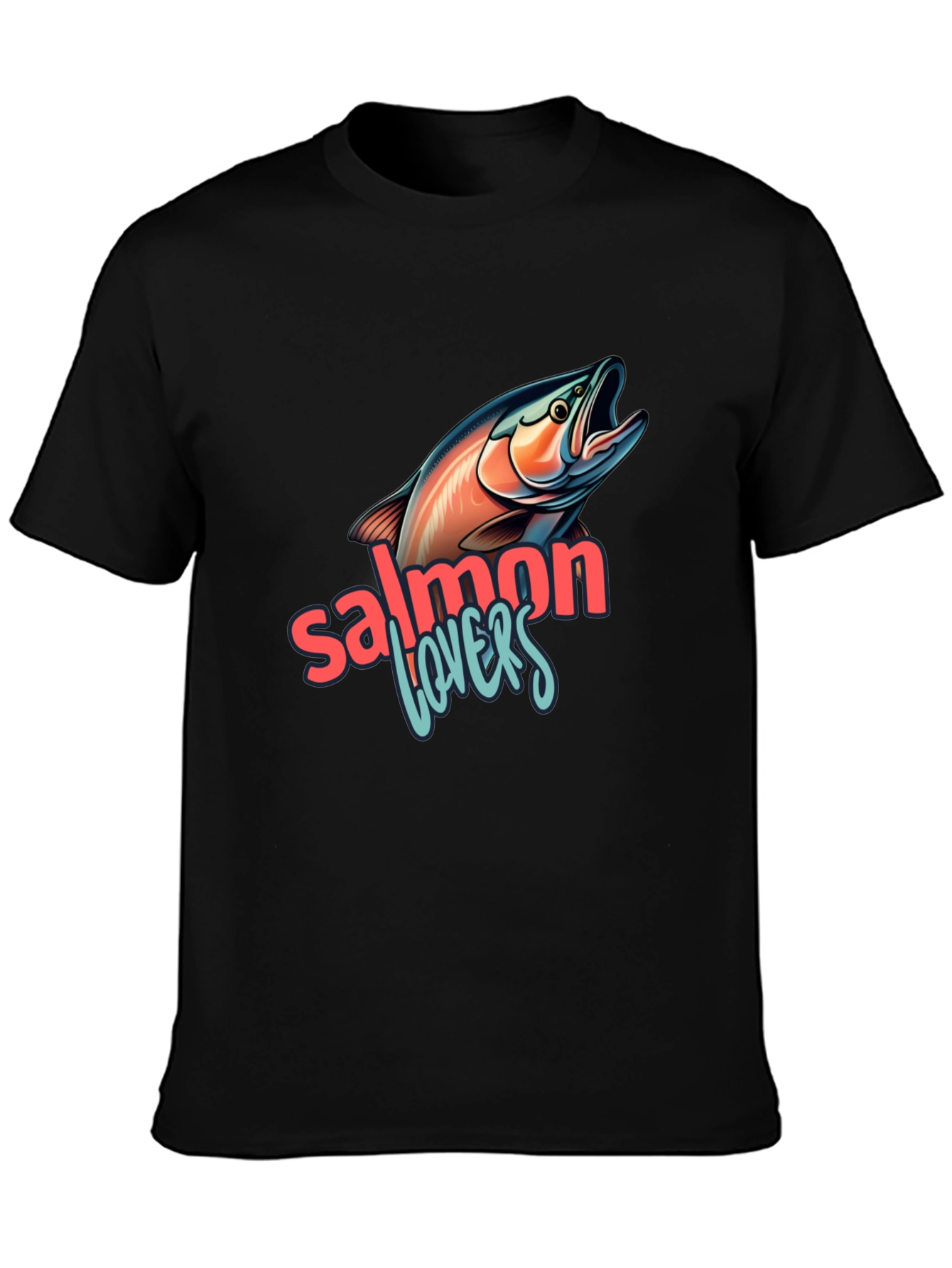 Salmon Lovers Graphic Tee - Black