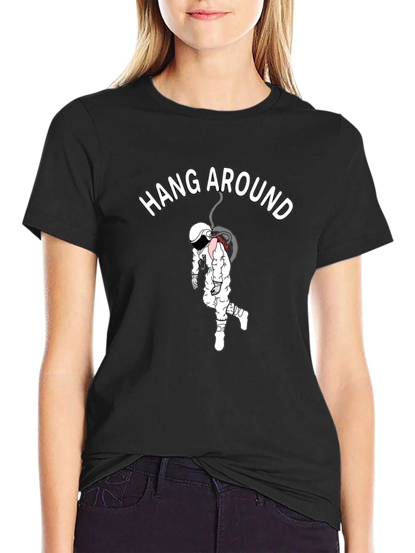 Hang Around Astronaut Black Graphic Tee