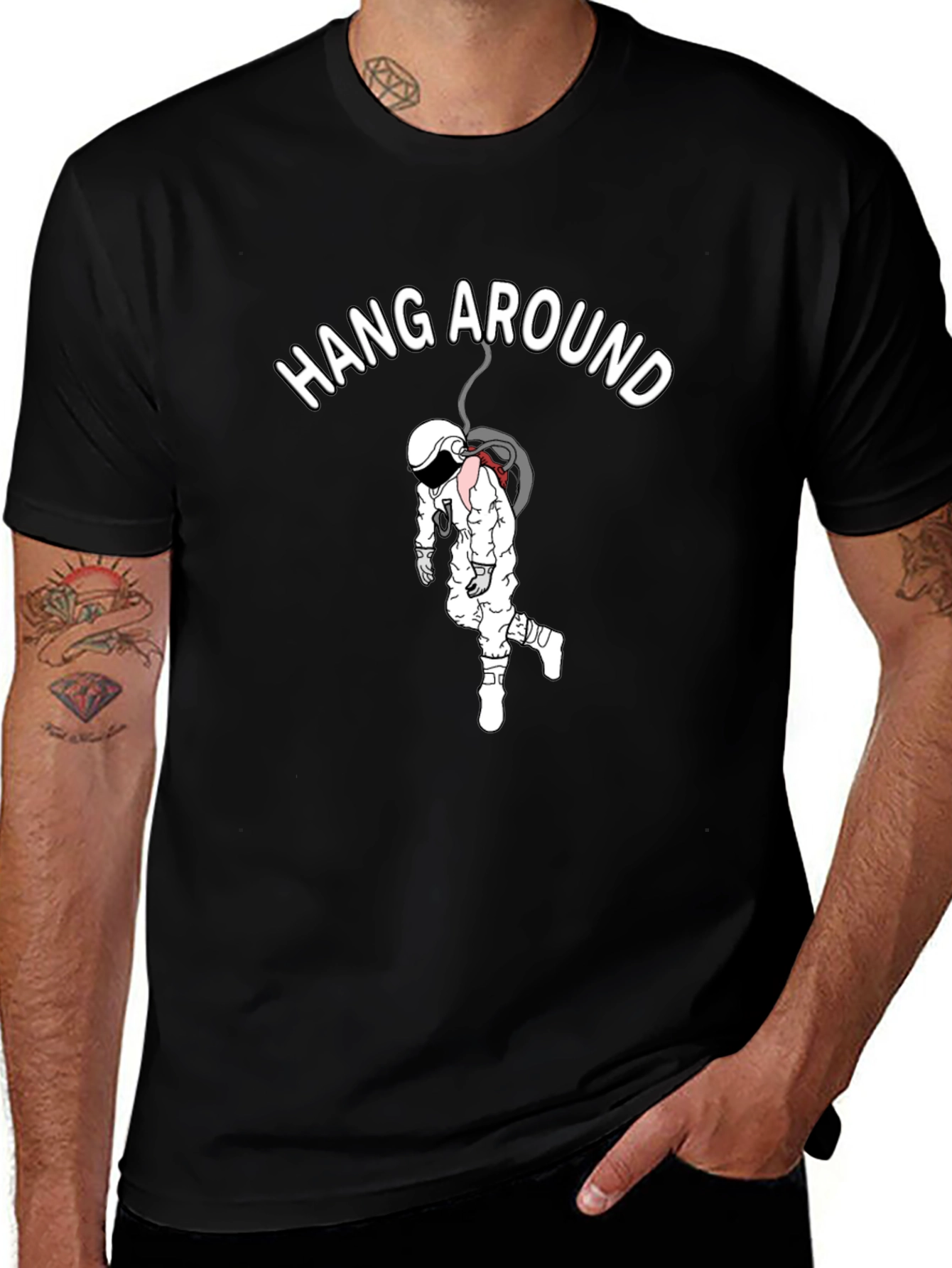 Hang Around Astronaut Black Graphic Tee