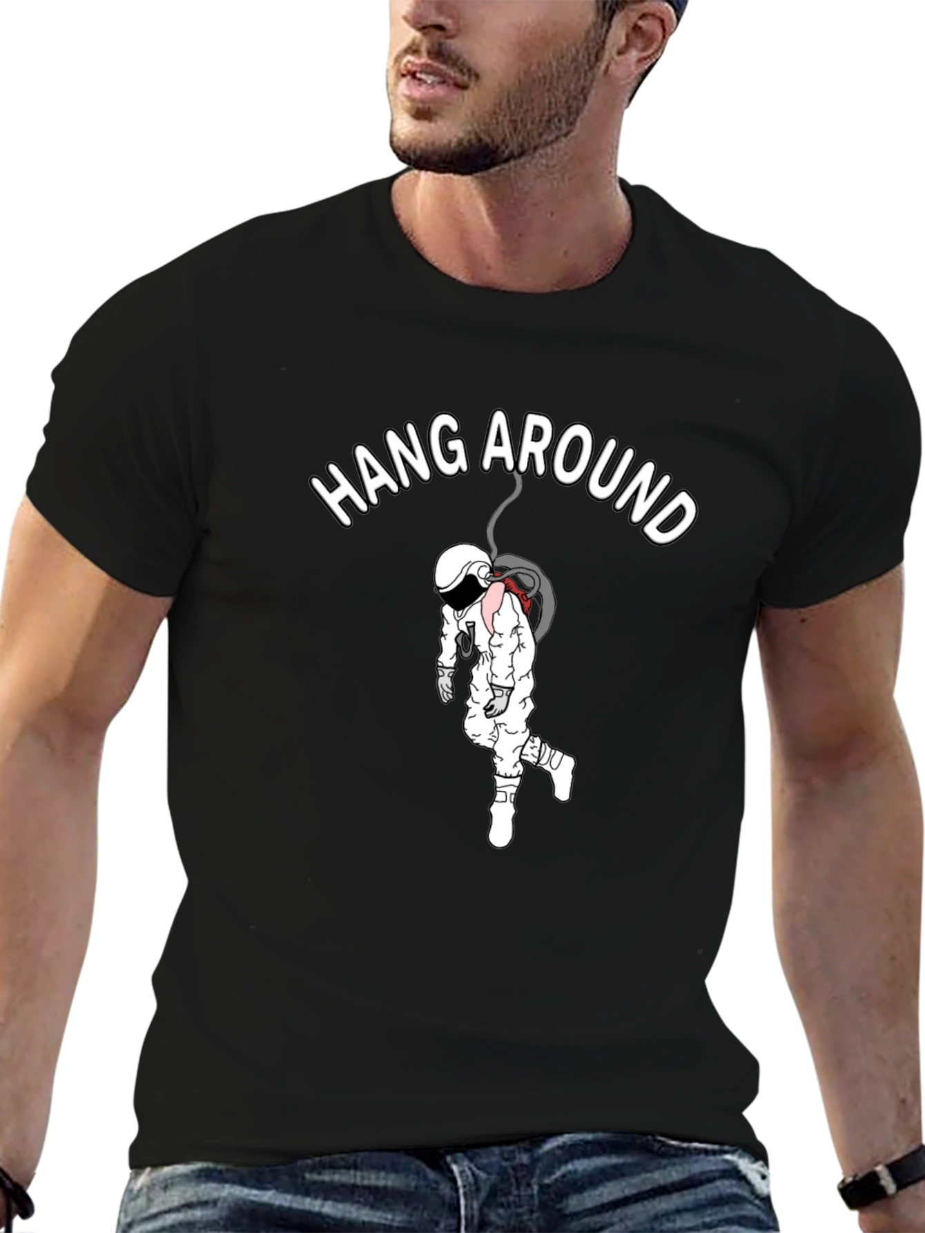 Hang Around Astronaut Black Graphic Tee