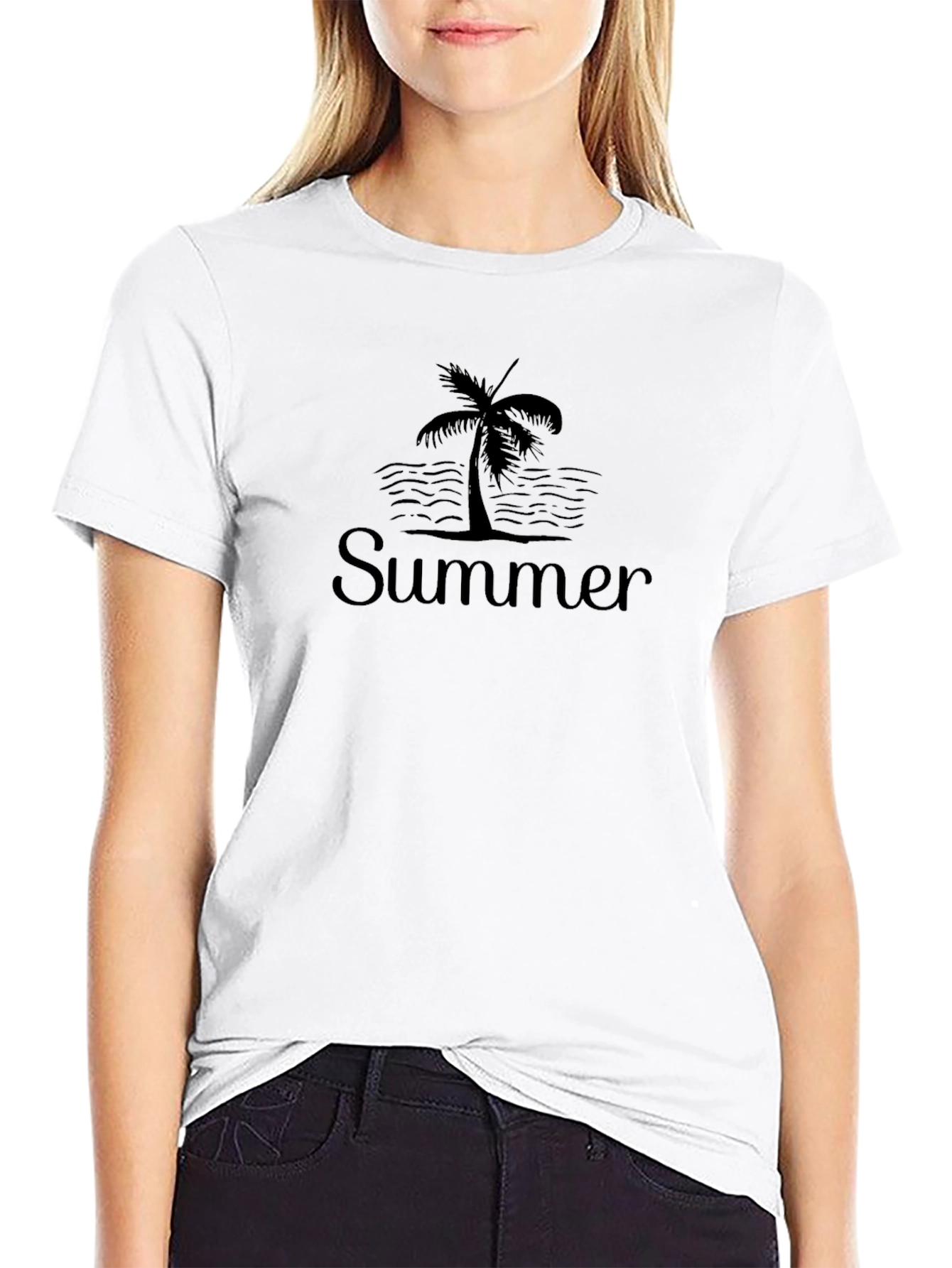 Summer Palm Tree Graphic Tee - Black Unisex T-Shirt