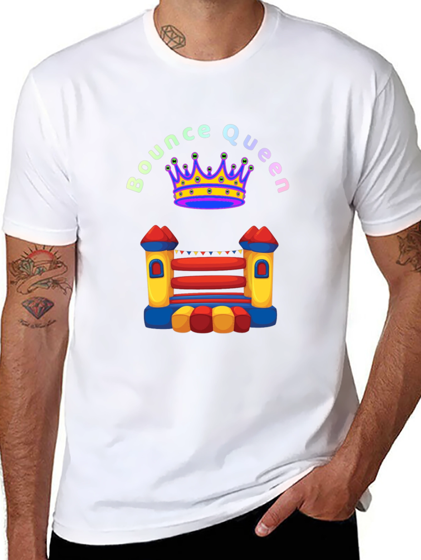 Bounce Queen Black T-Shirt - Bouncy Castle Design