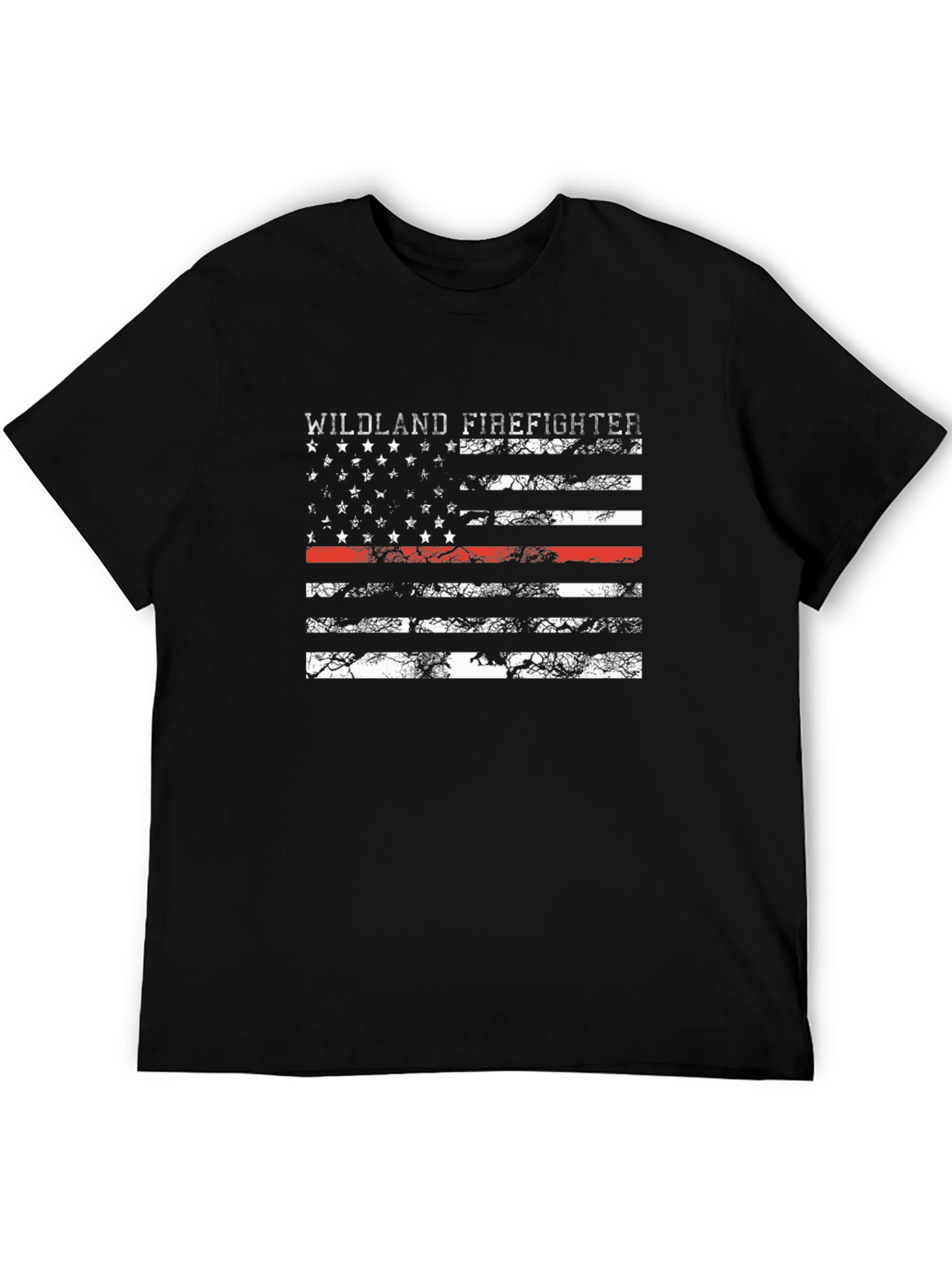 Wildland Firefighter Thin Red Line Flag T-Shirt