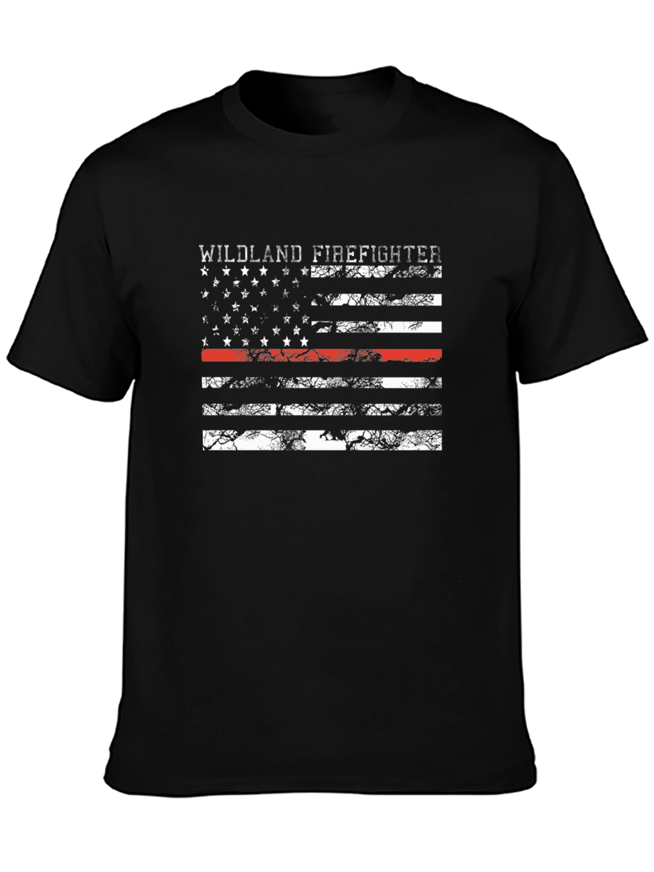 Wildland Firefighter Thin Red Line Flag T-Shirt