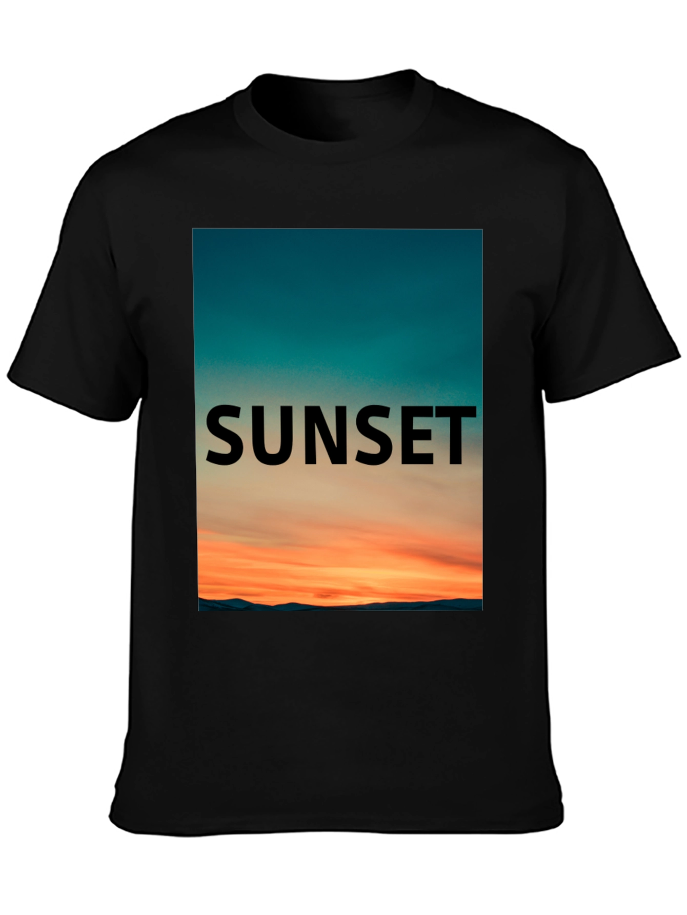 Sunset Graphic Tee - Black Cotton T-Shirt