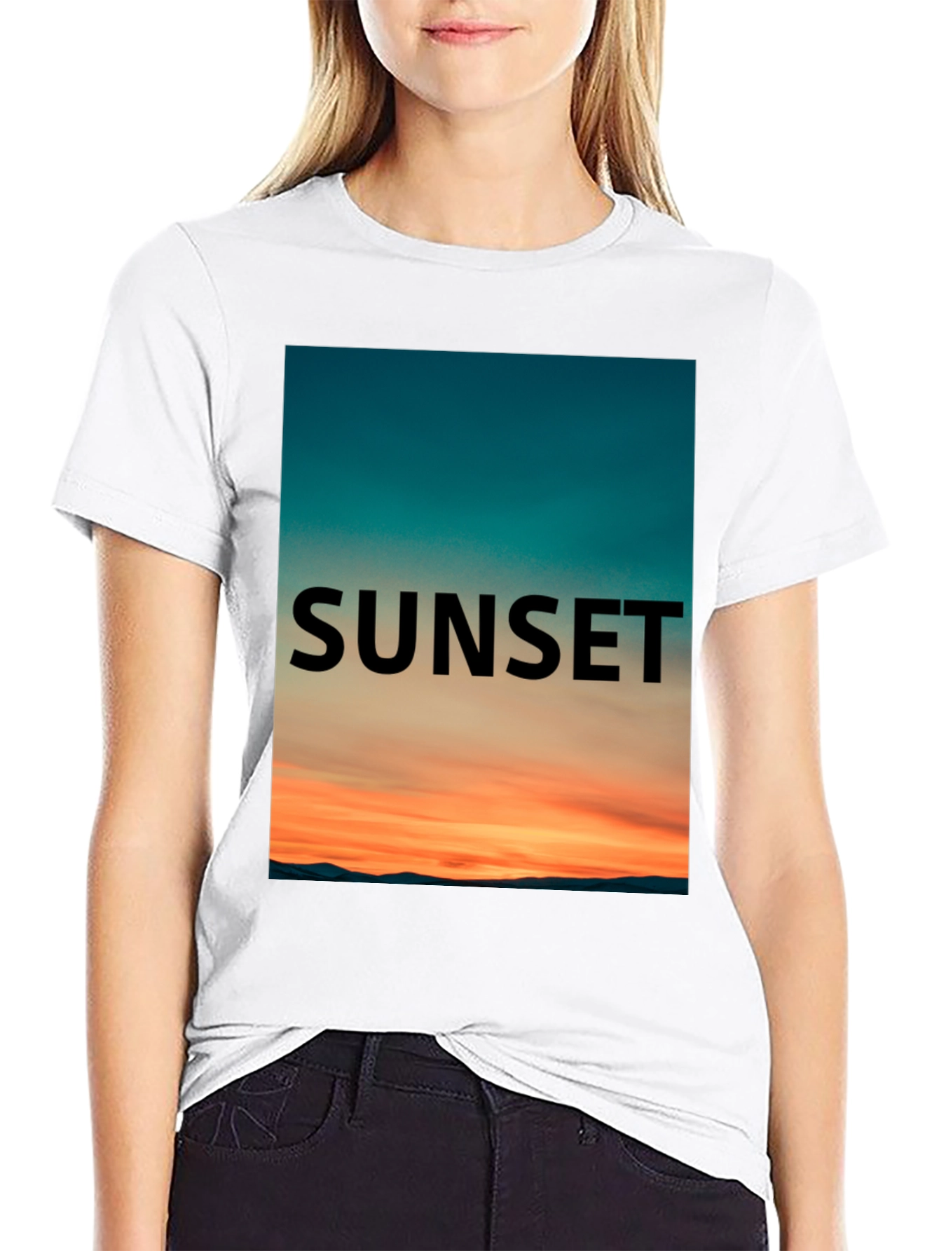 Sunset Graphic Tee - Black Cotton T-Shirt