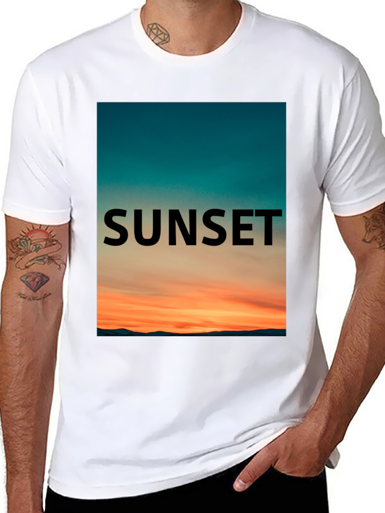 Sunset Graphic Tee - Black Cotton T-Shirt