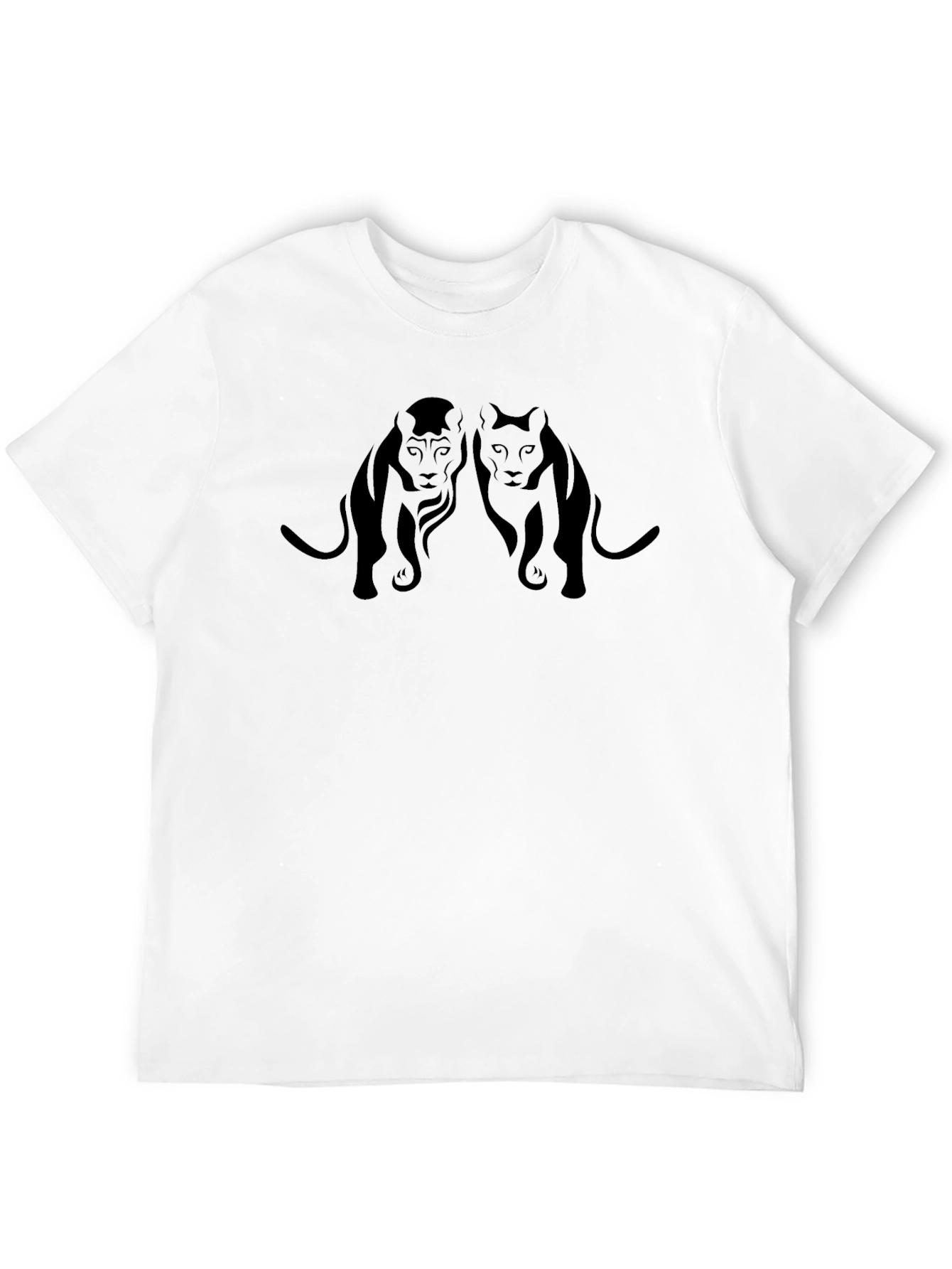 Stylish Black Tee with Lion Silhouette Design