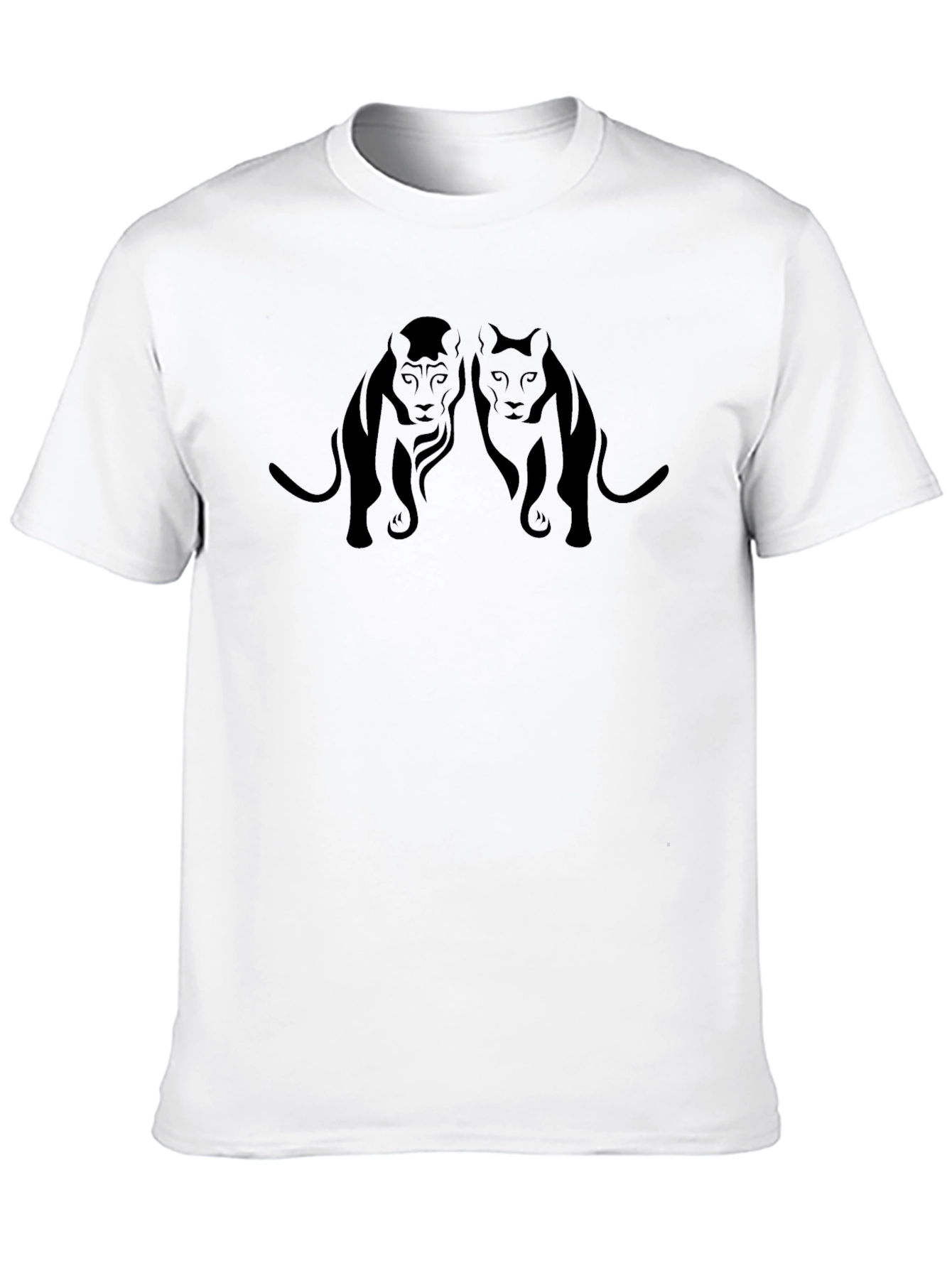 Stylish Black Tee with Lion Silhouette Design