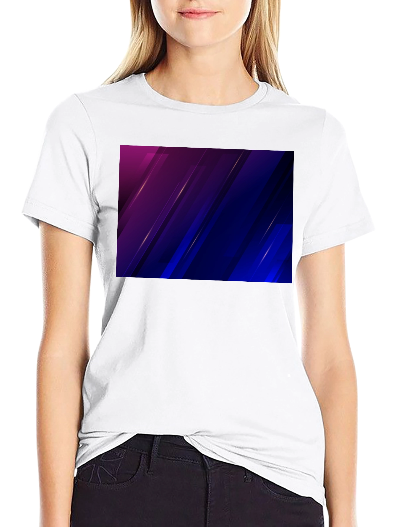 Stylish Black Tee with Abstract Purple & Blue Design