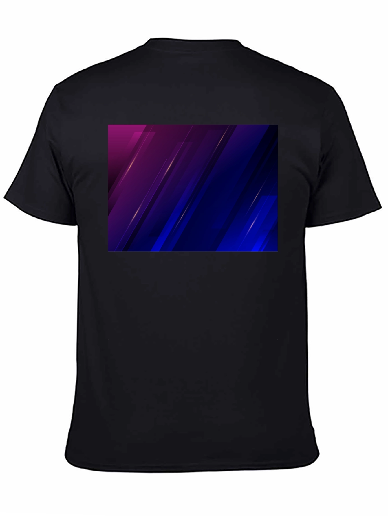 Stylish Black Tee with Abstract Purple & Blue Design