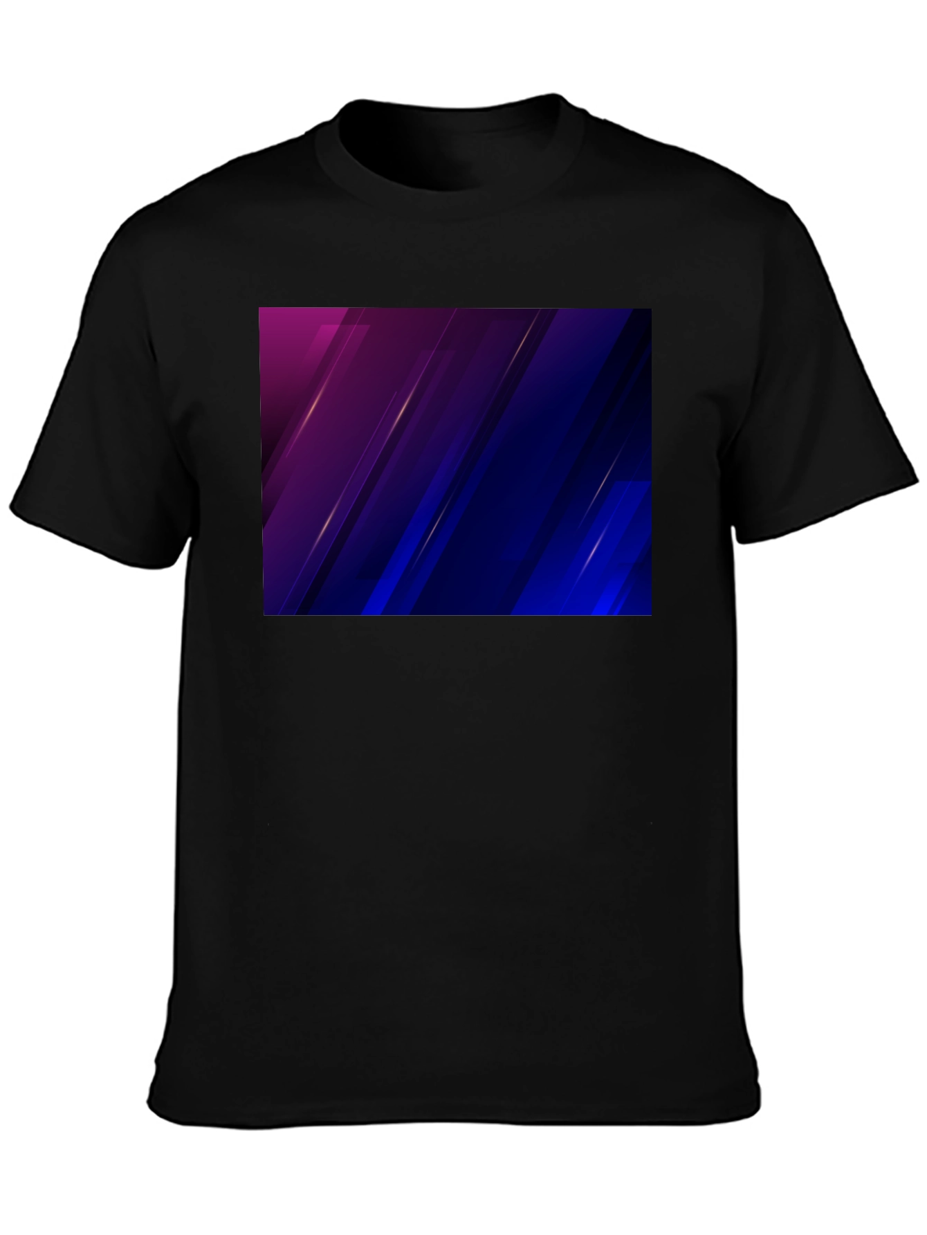 Stylish Black Tee with Abstract Purple & Blue Design