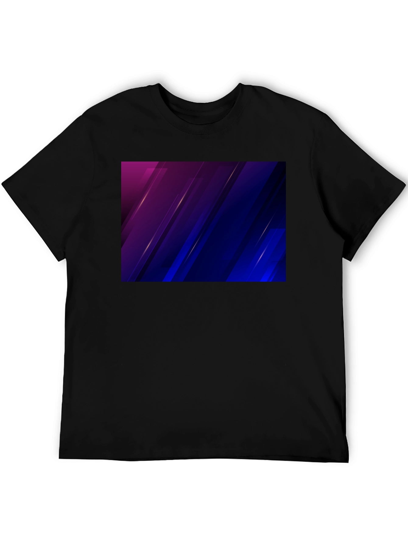 Stylish Black Tee with Abstract Purple & Blue Design