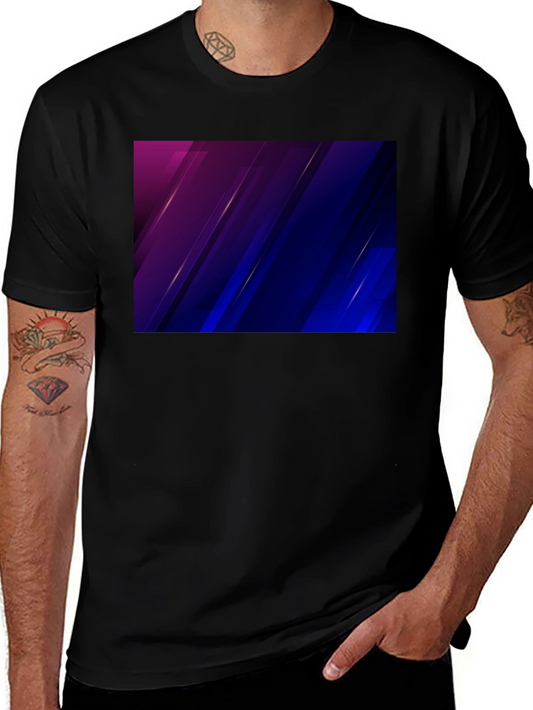 Stylish Black Tee with Abstract Purple & Blue Design