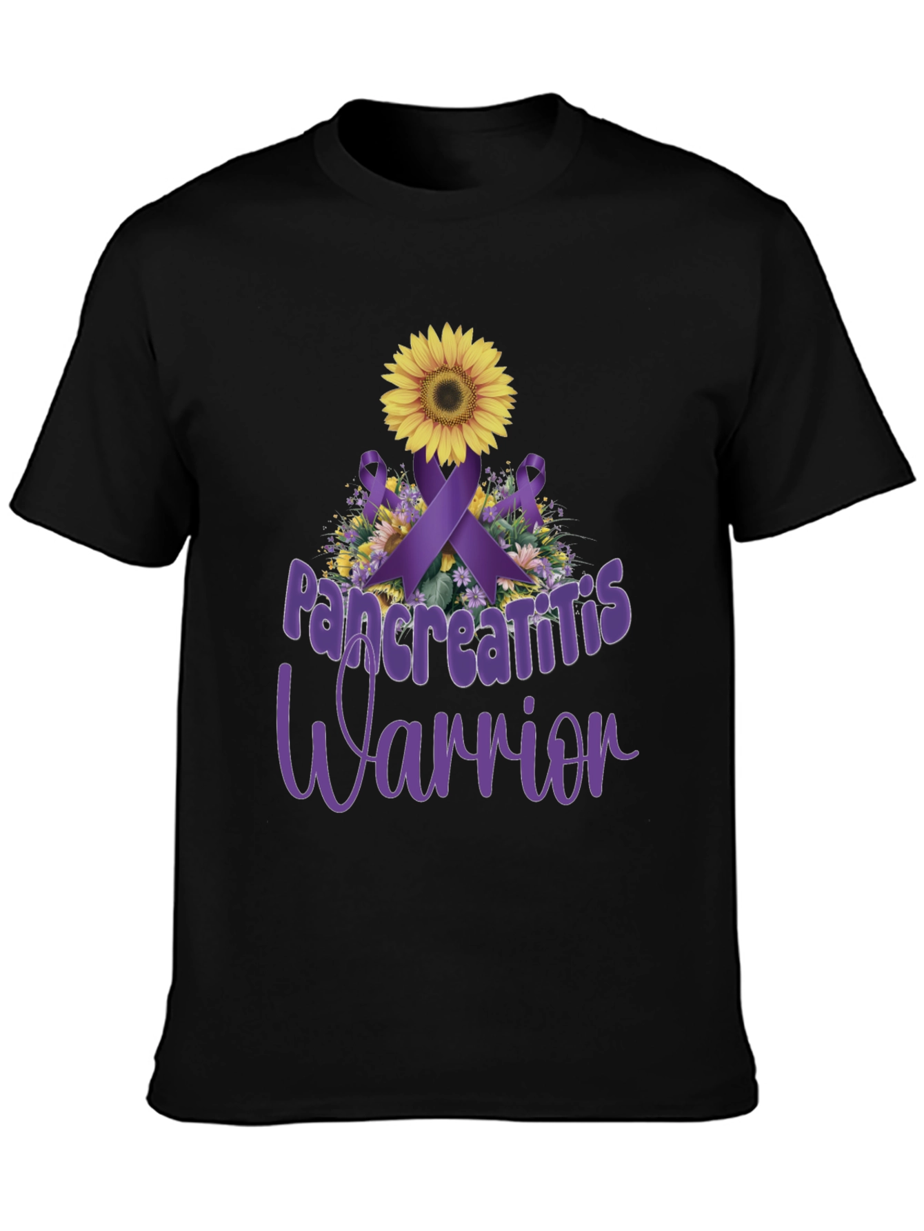Pancreatitis Warrior Sunflower Ribbon T-Shirt