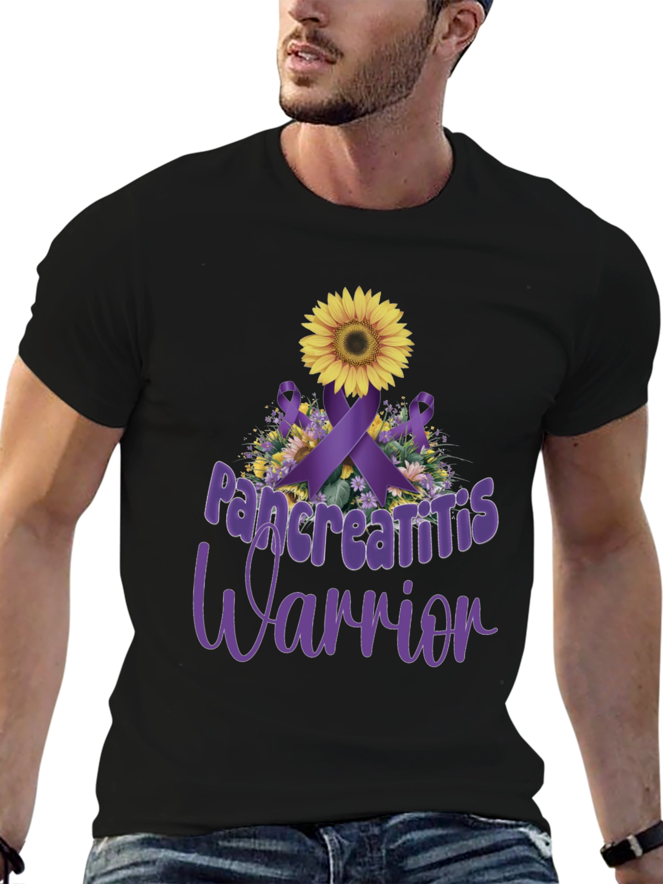 Pancreatitis Warrior Sunflower Ribbon T-Shirt