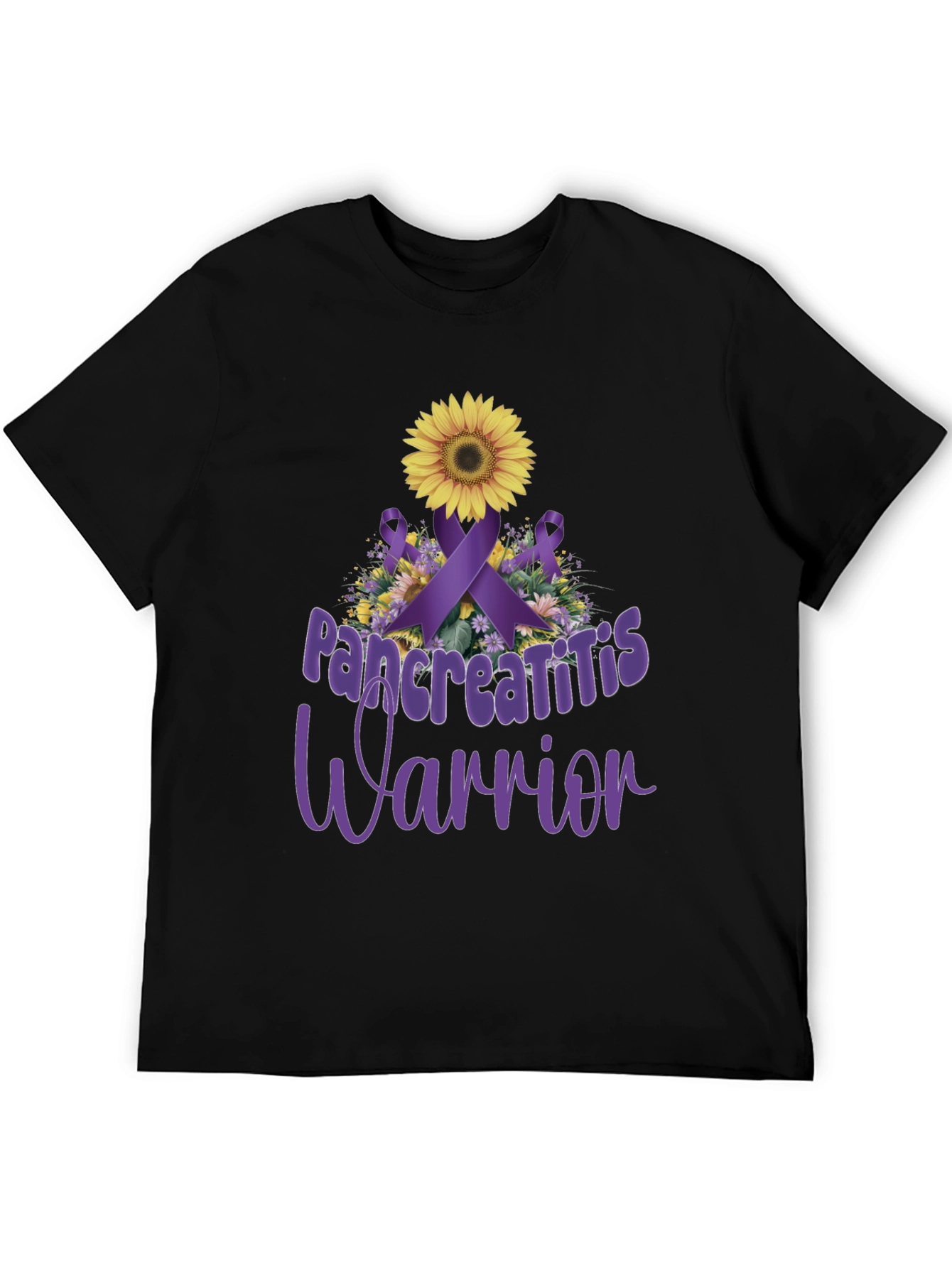 Pancreatitis Warrior Sunflower Ribbon T-Shirt