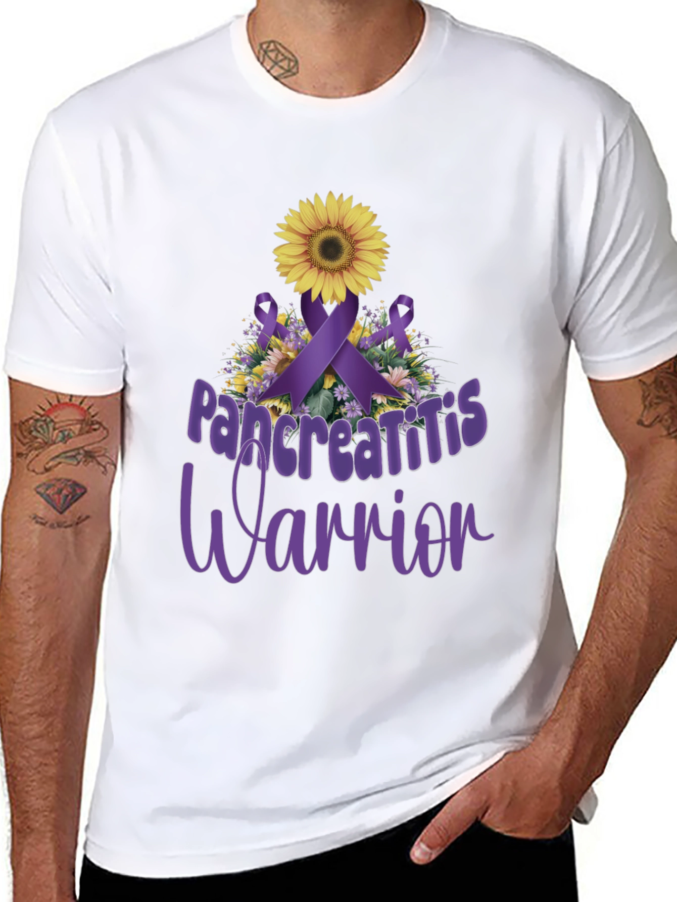 Pancreatitis Warrior Sunflower Ribbon T-Shirt