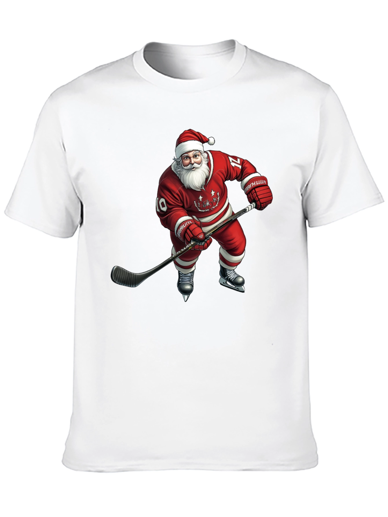 Santa Hockey T-Shirt - Holiday Festive Tee