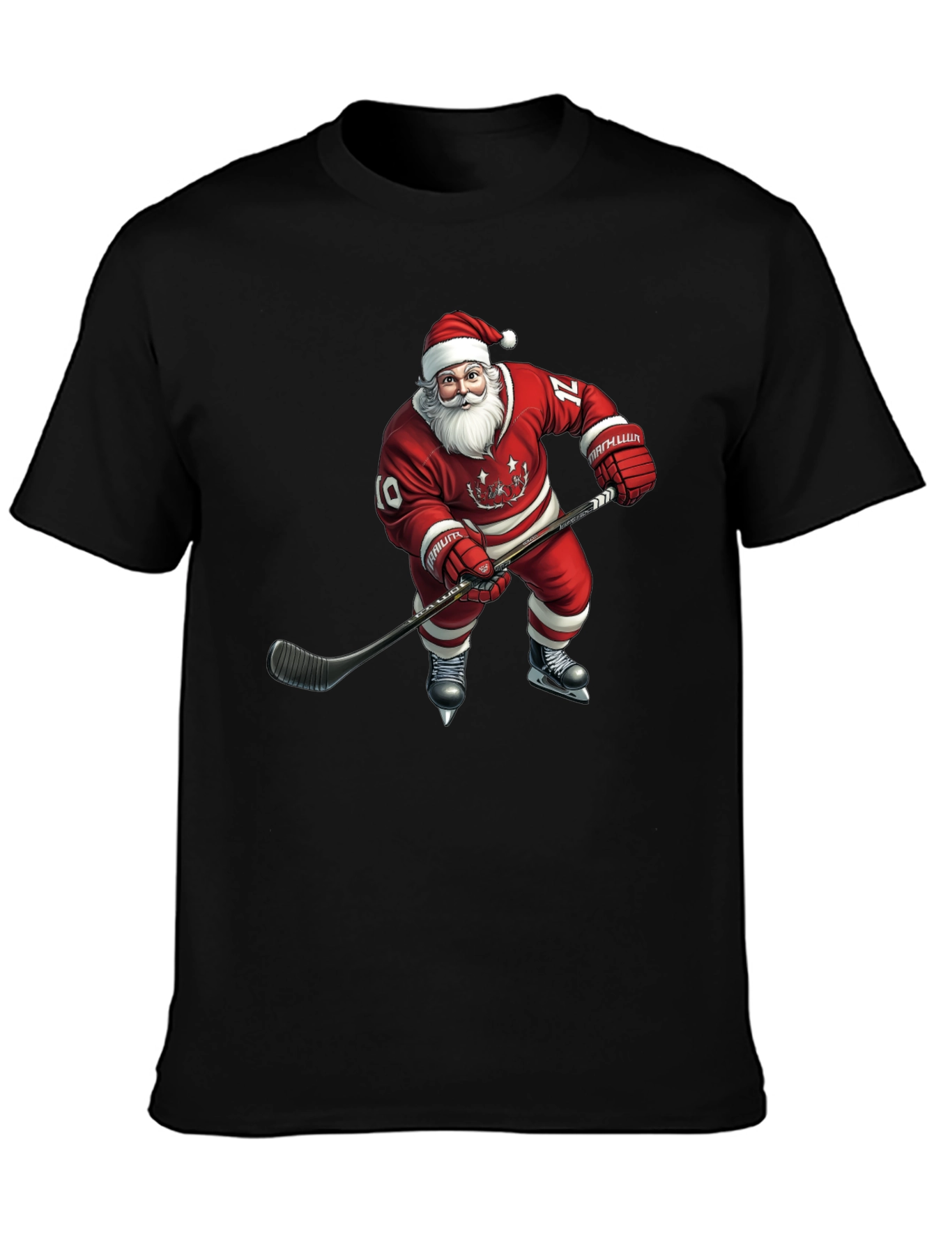 Santa Hockey T-Shirt - Holiday Festive Tee