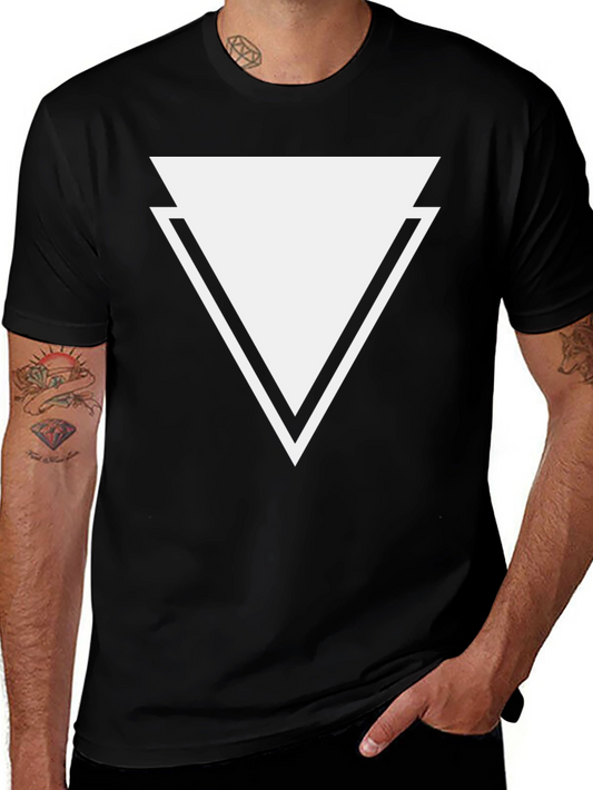 Mens Black T-Shirt - Geometric Triangle Design