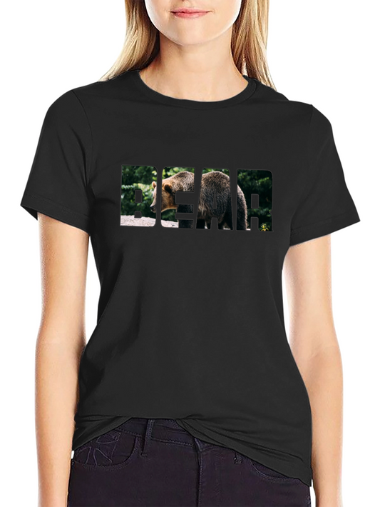 Bear Graphic Print T-Shirt - Black