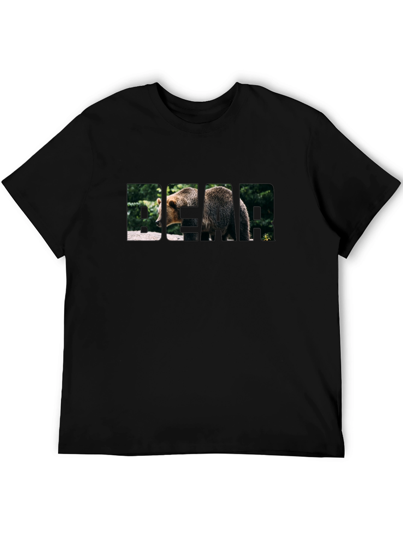 Bear Graphic Print T-Shirt - Black