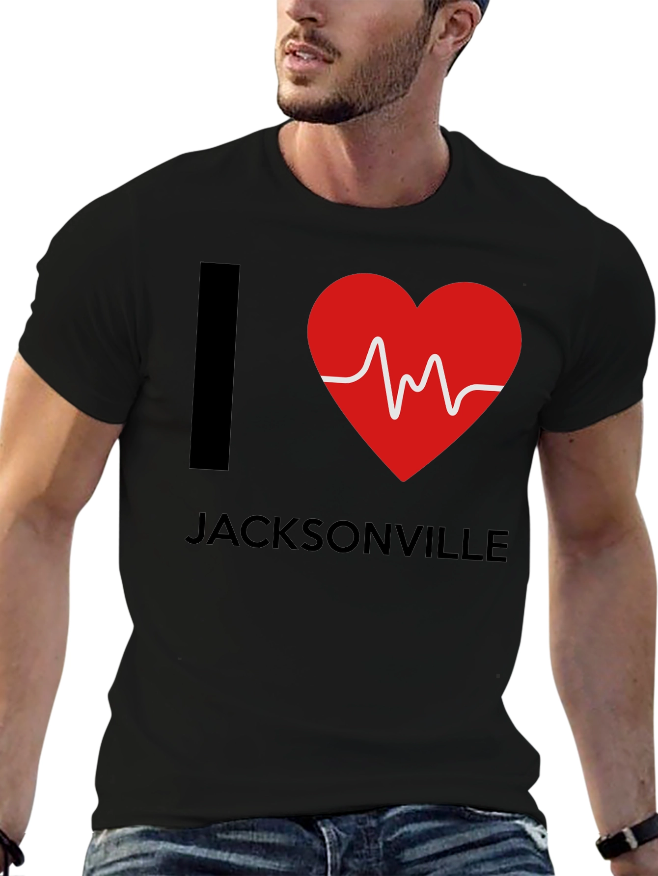 I Love Jacksonville Graphic Tee - Black Cotton T-Shirt