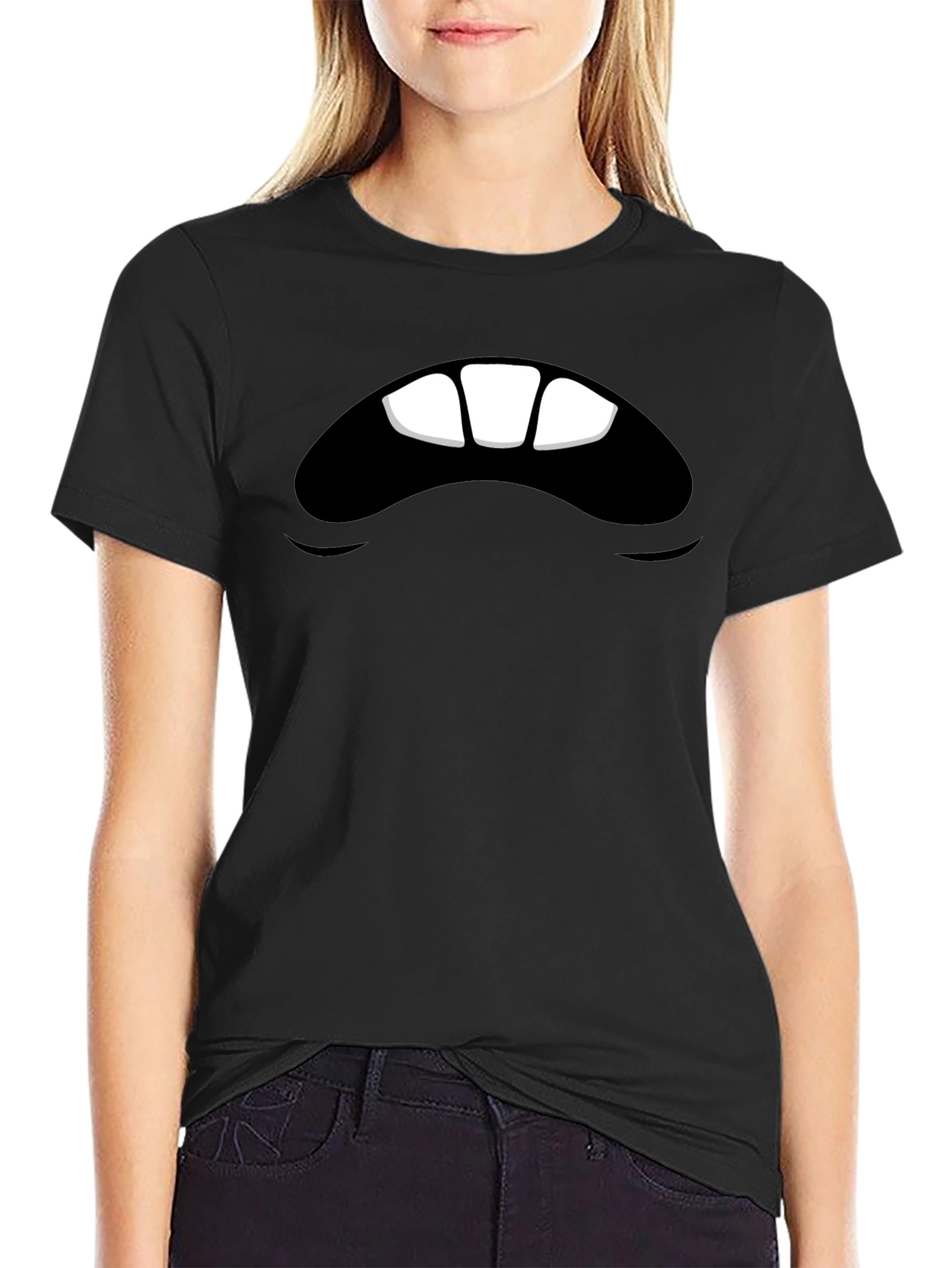Monster Mouth Graphic Tee - Black Novelty Shirt
