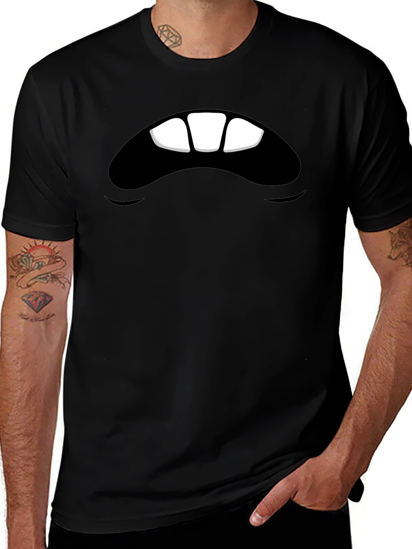 Monster Mouth Graphic Tee - Black Novelty Shirt