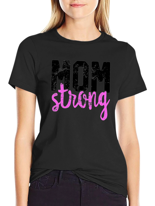 Mom Strong Graphic T-Shirt - Black