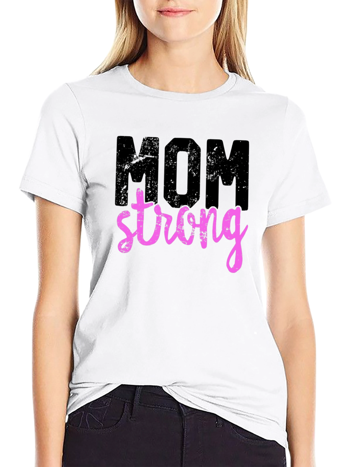 Mom Strong Graphic T-Shirt - Black