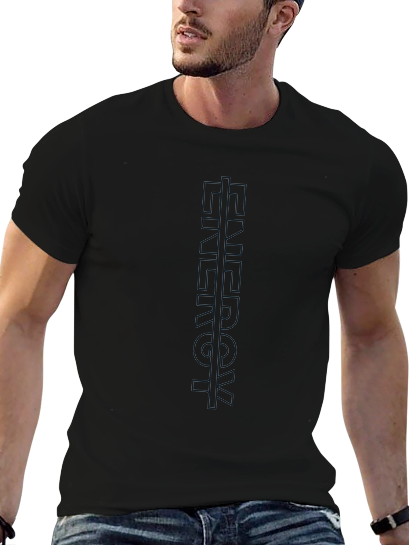 Mens Black Graphic Tee - Trendy Design