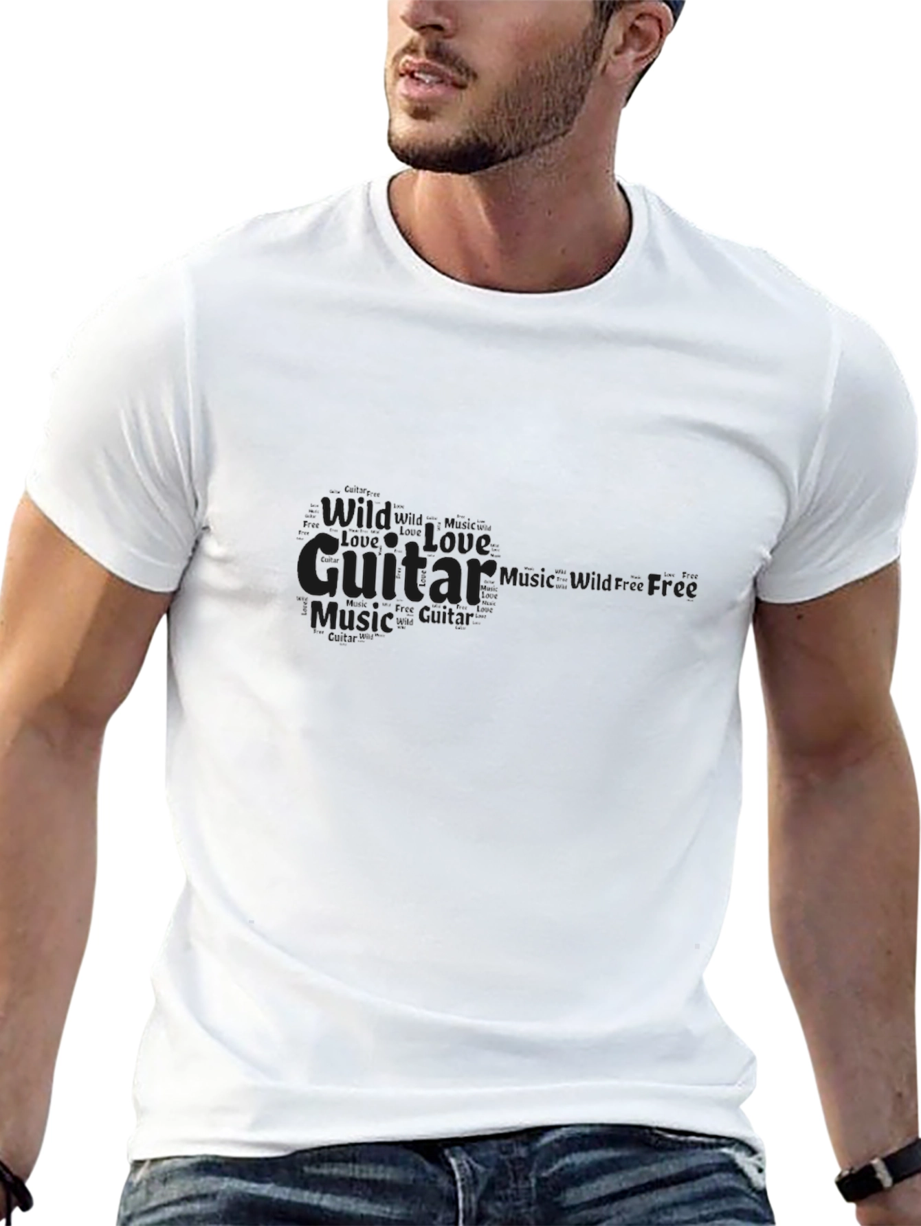 Black Guitar Music Graphic T-Shirt