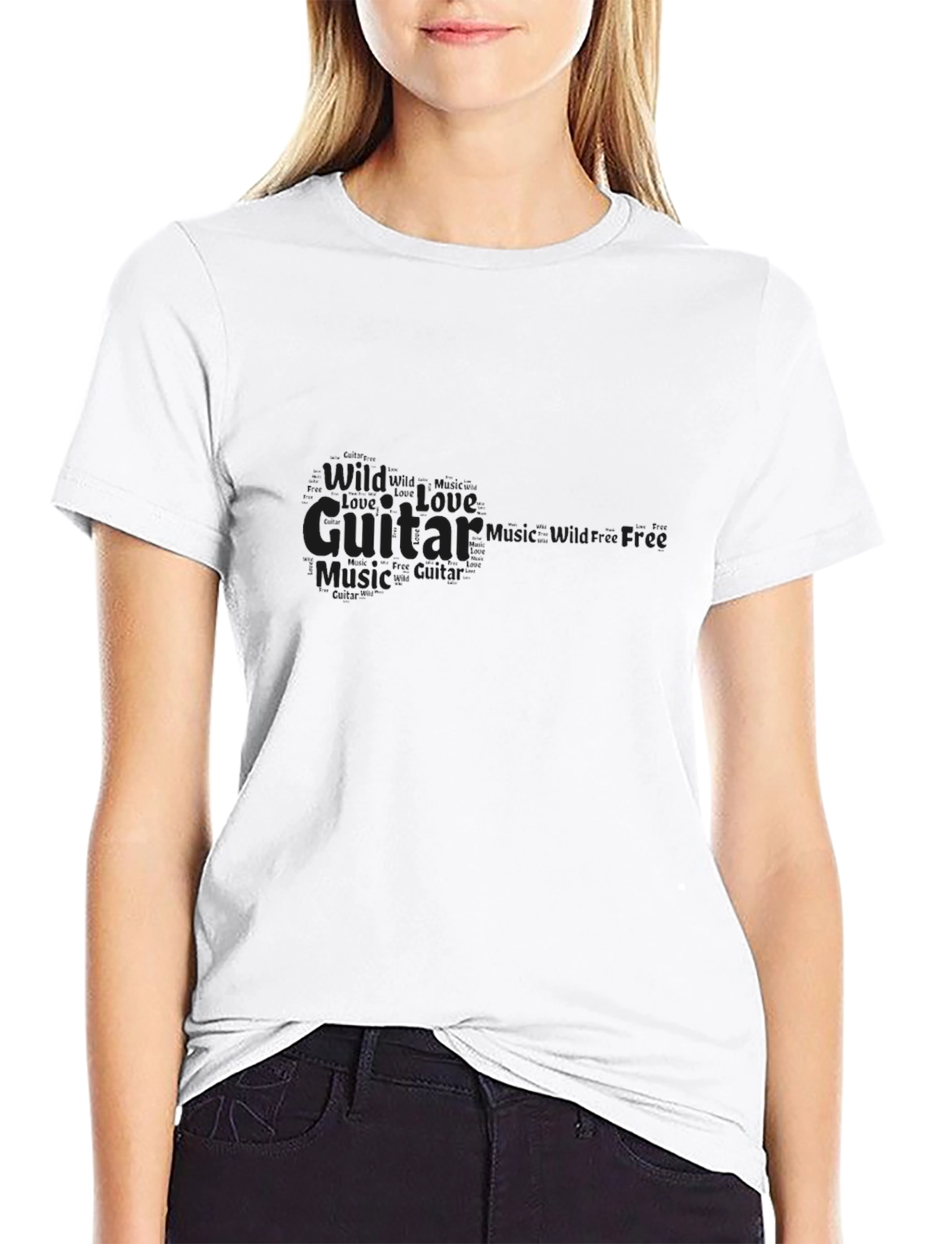 Black Guitar Music Graphic T-Shirt