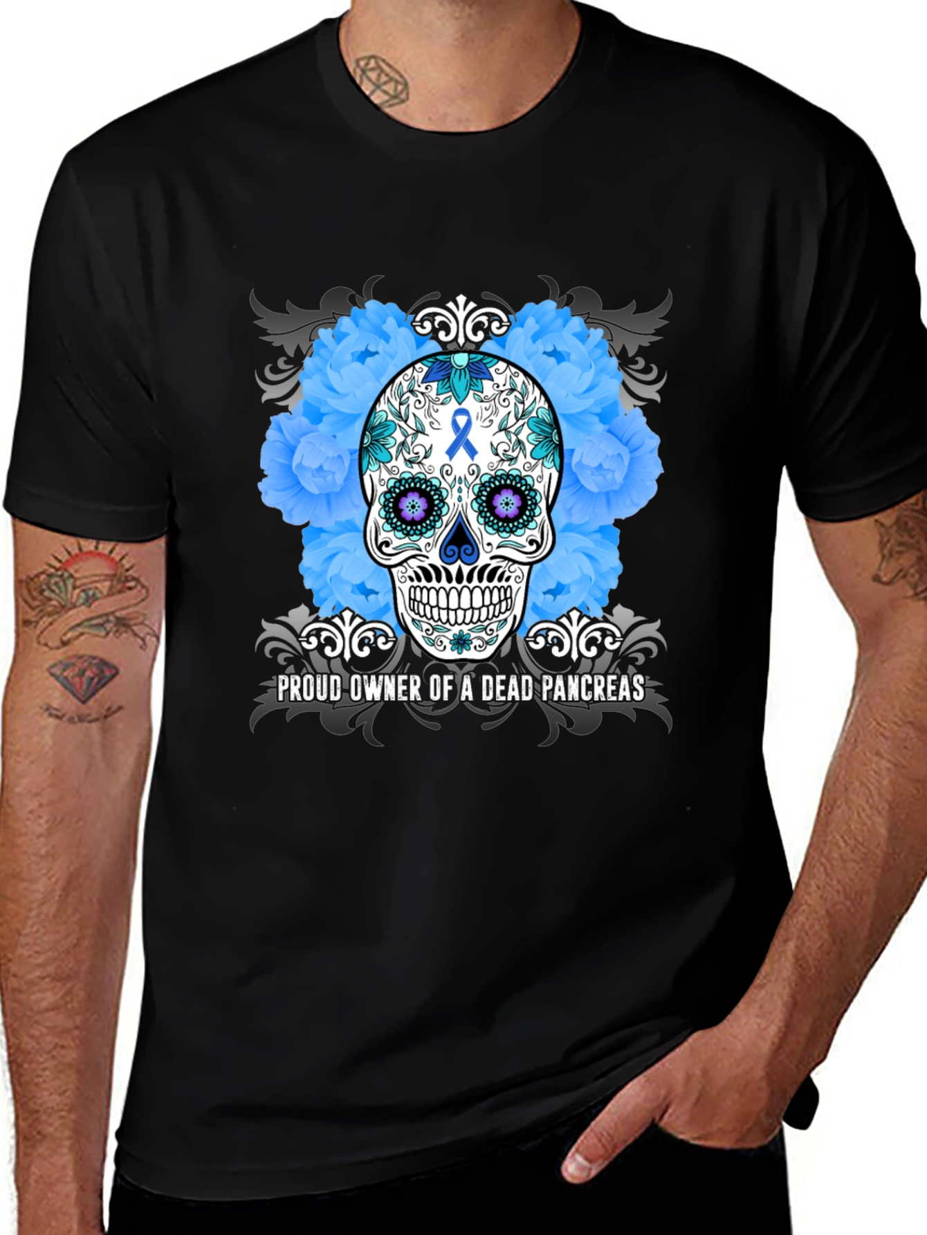 Proud Owner Dead Pancreas Sugar Skull T-Shirt