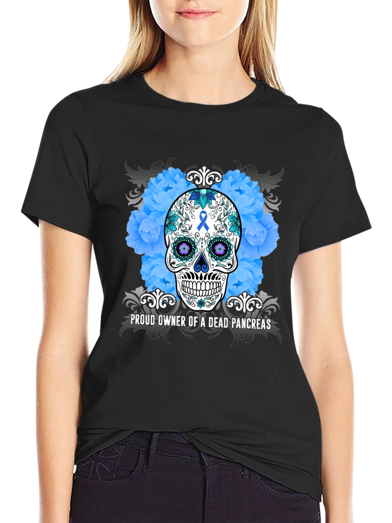 Proud Owner Dead Pancreas Sugar Skull T-Shirt
