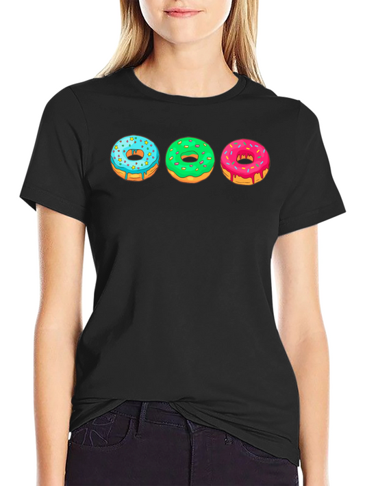 Donut Graphic Print T-Shirt - Casual Wear