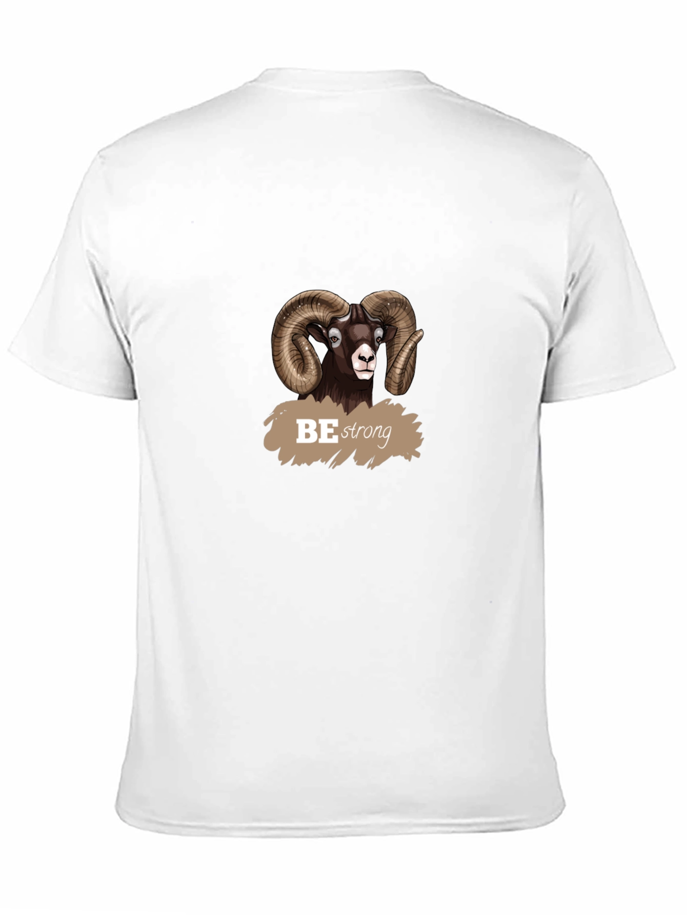 Be Strong Ram Graphic Tee - Black Cotton T-Shirt