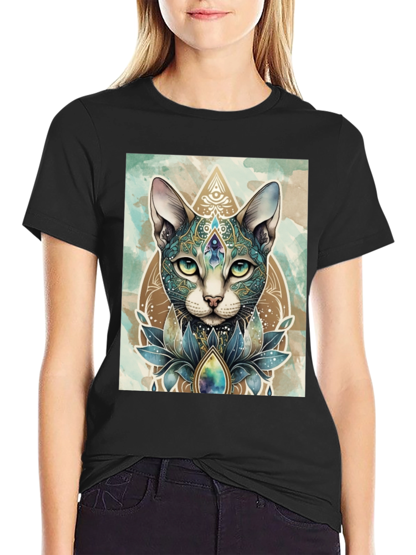 Mystic Cat T-Shirt - Artistic Animal Tee