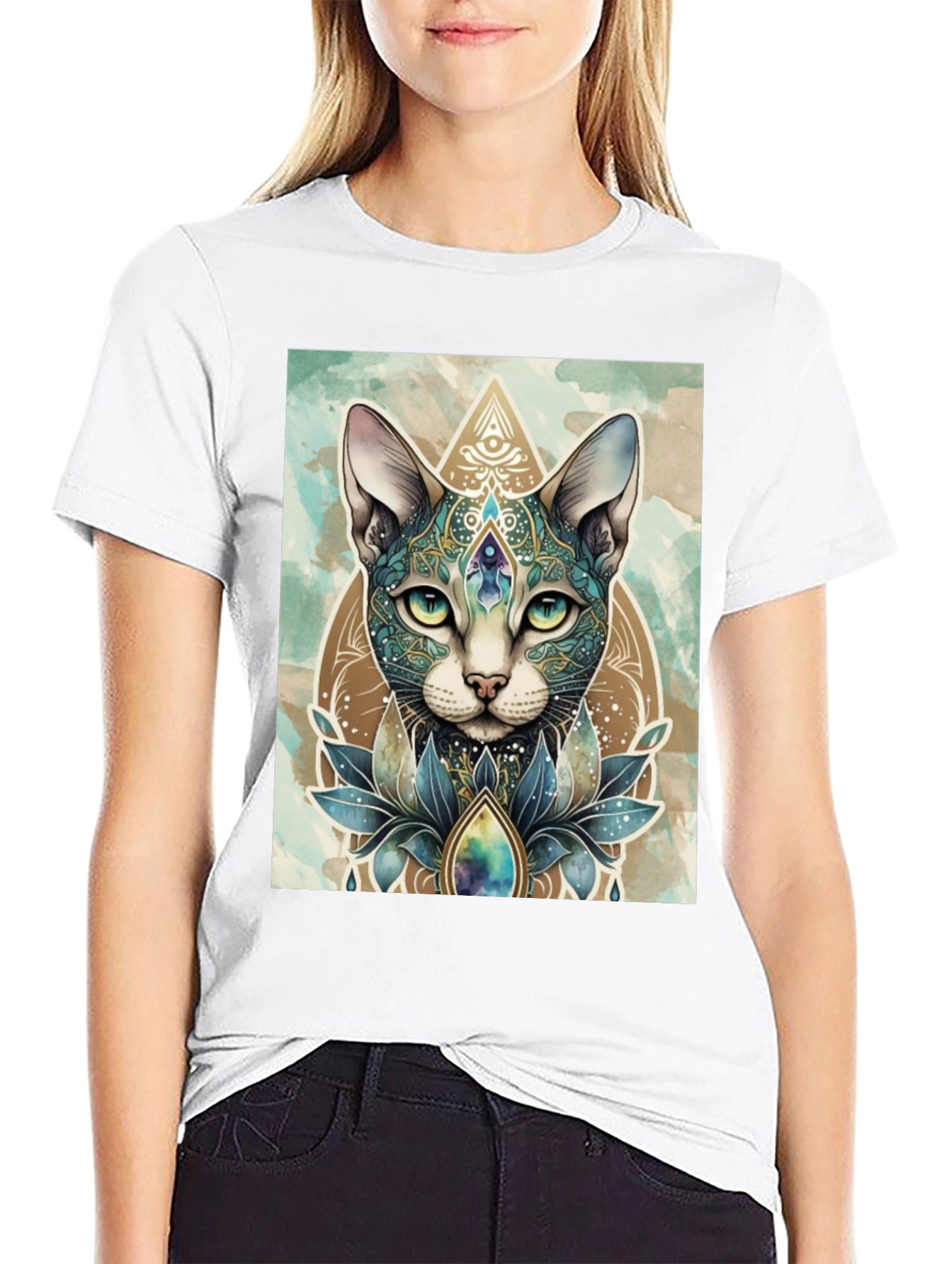 Mystic Cat T-Shirt - Artistic Animal Tee