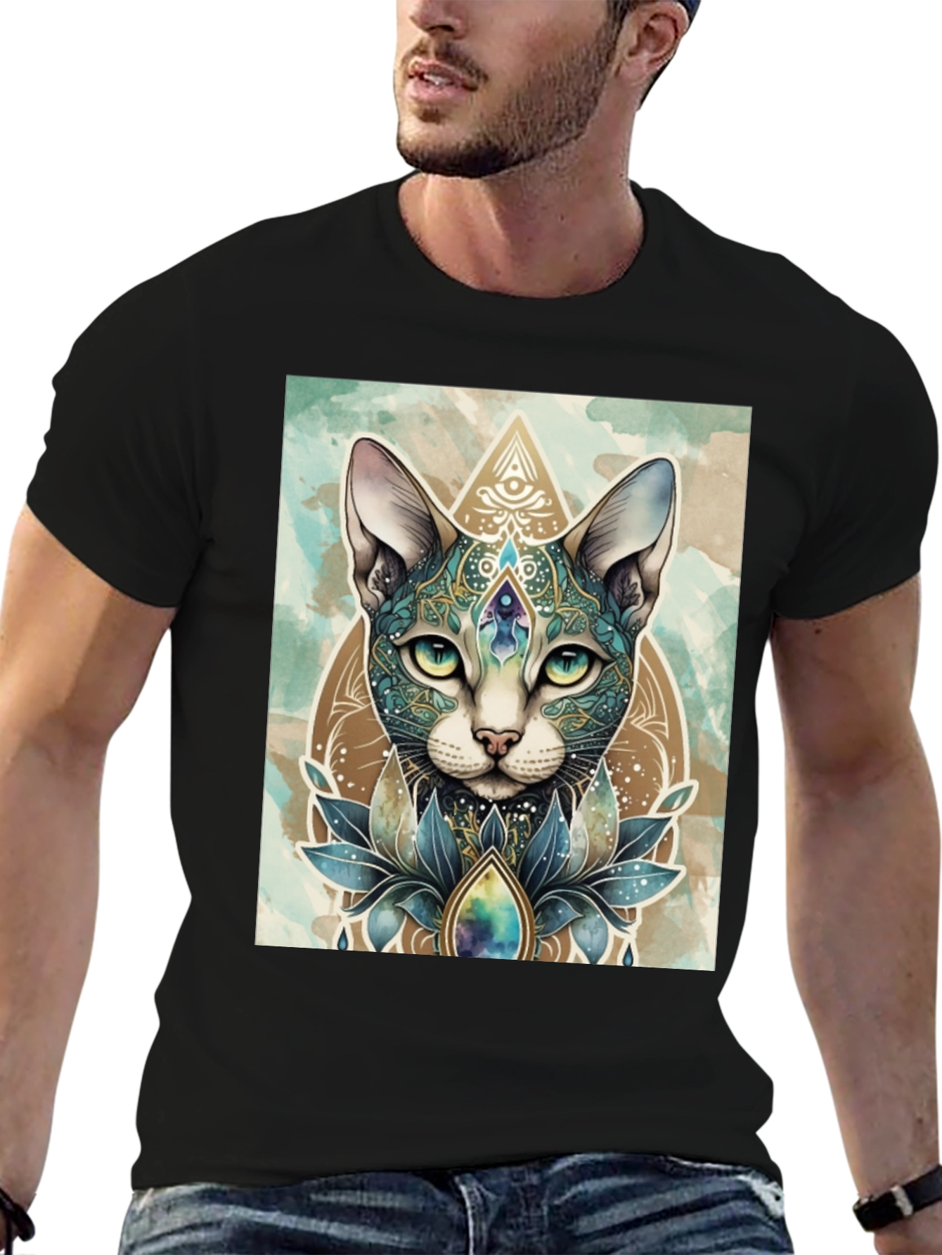 Mystic Cat T-Shirt - Artistic Animal Tee