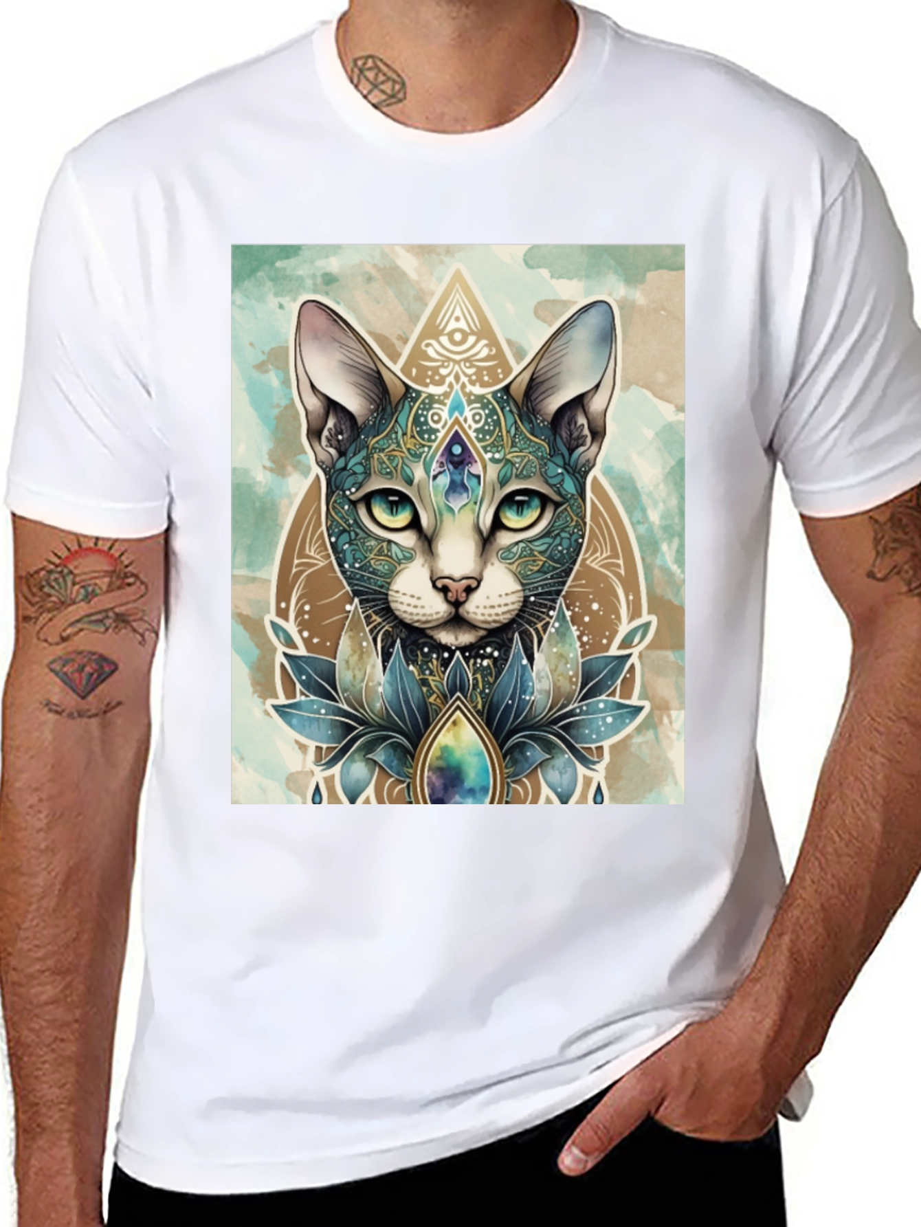 Mystic Cat T-Shirt - Artistic Animal Tee
