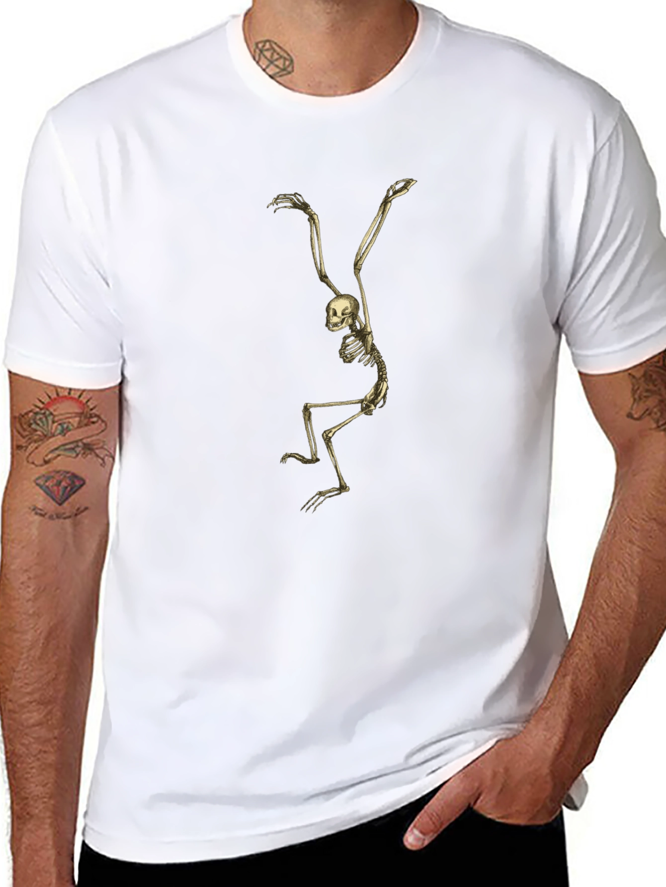 Skeleton Print T-Shirt - Mens Black Tee