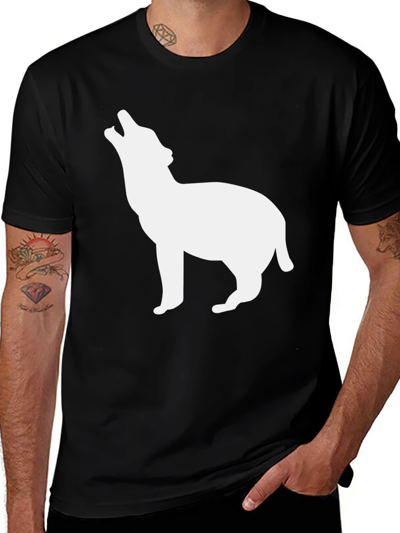 Black Wolf Howling T-Shirt