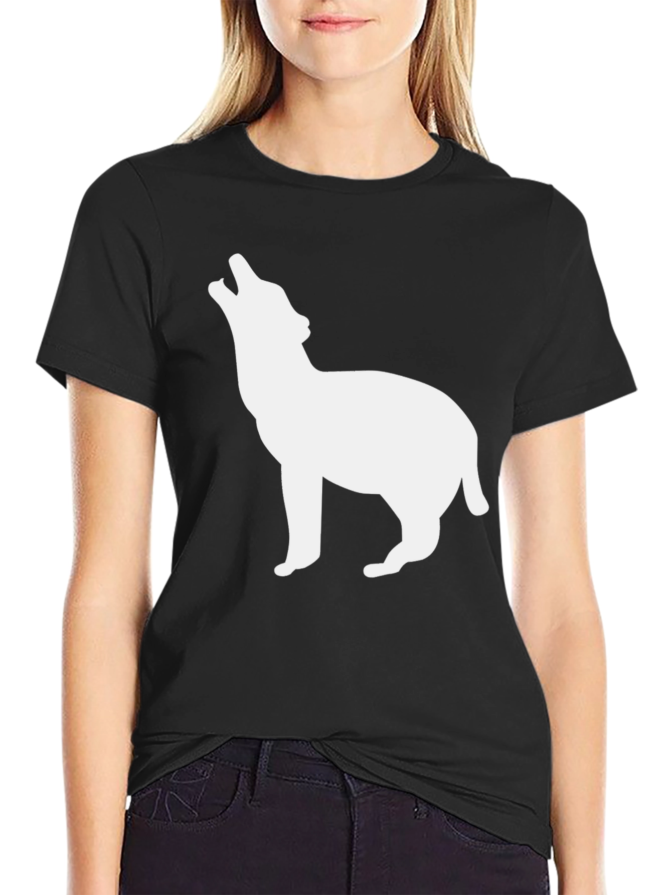 Black Wolf Howling T-Shirt