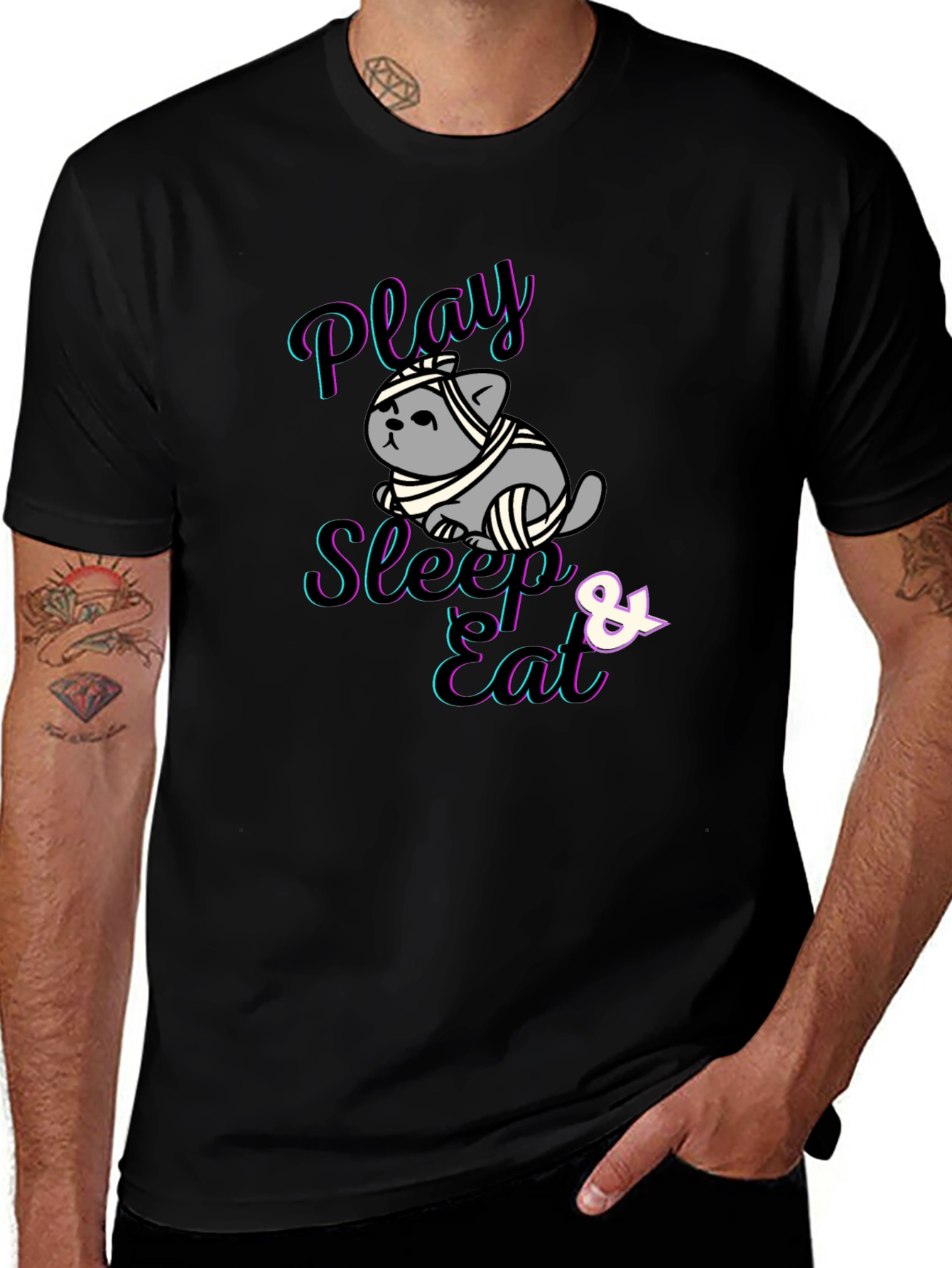 Play Sleep Eat Funny Cat T-Shirt