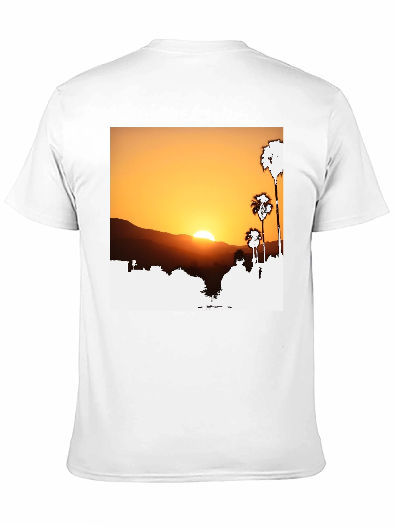 Sunset Palm Tree Graphic Tee - Black